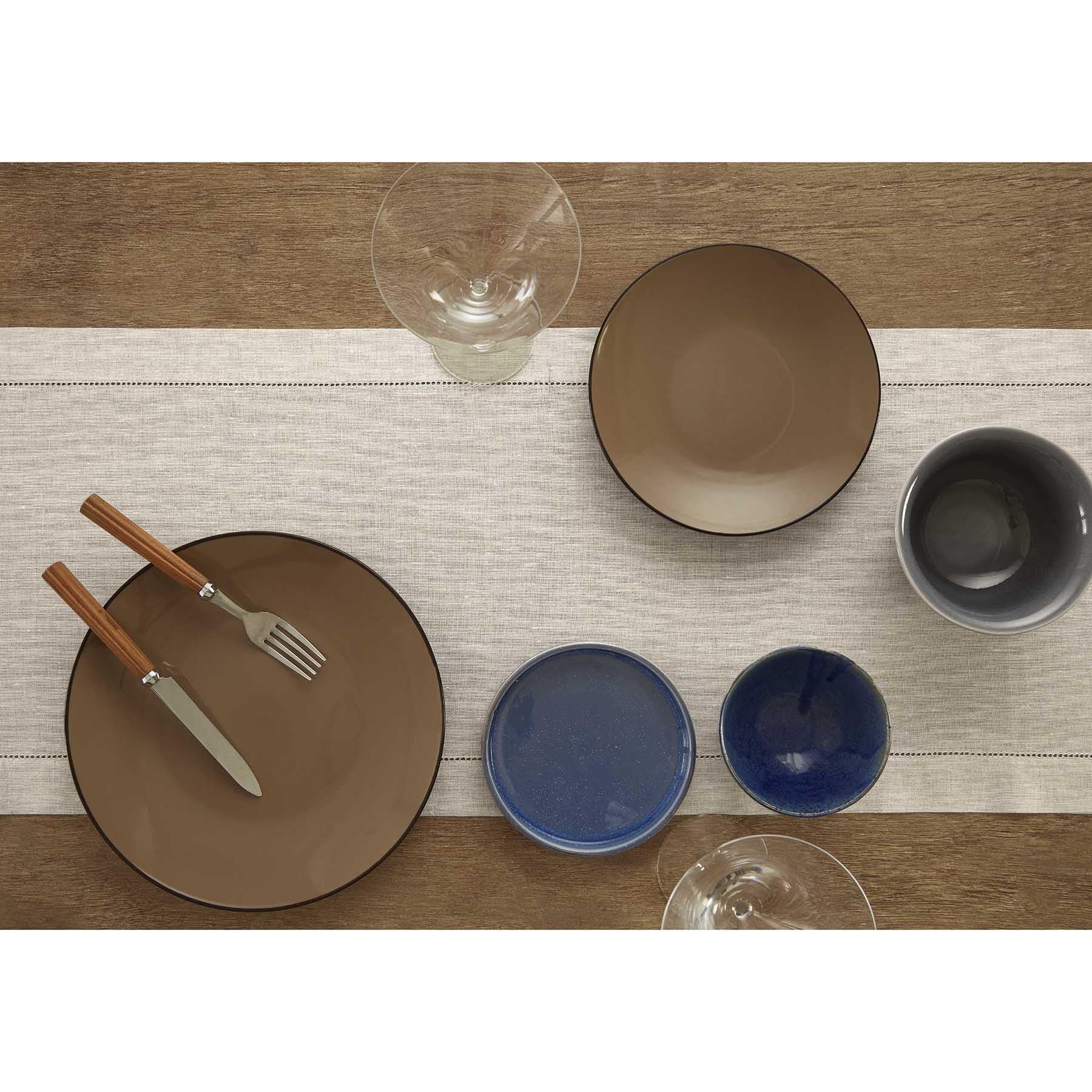 Solino Home Linen Light Natural Table Runner 120 Inches Long - 100% Pure Linen Classic Hemstitch Dining Table Runner 16 X 120 In