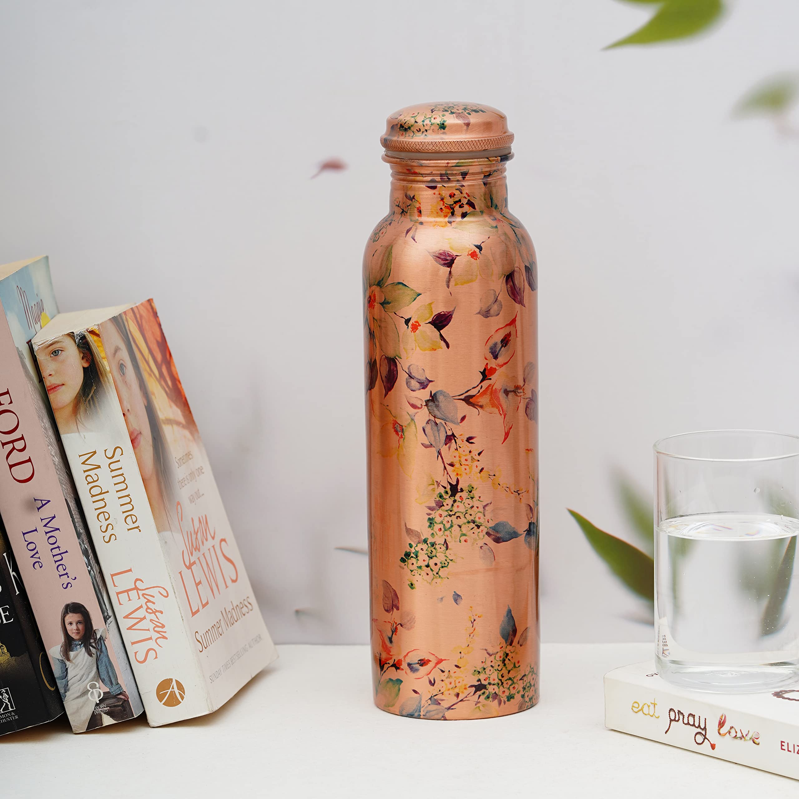 Copper Water Bottle Ayurvedic Copper Water Bottle For Drinking 32Oz/ 1 Ltr Antique Carafe With Lids Pure Copper Water Bottle For