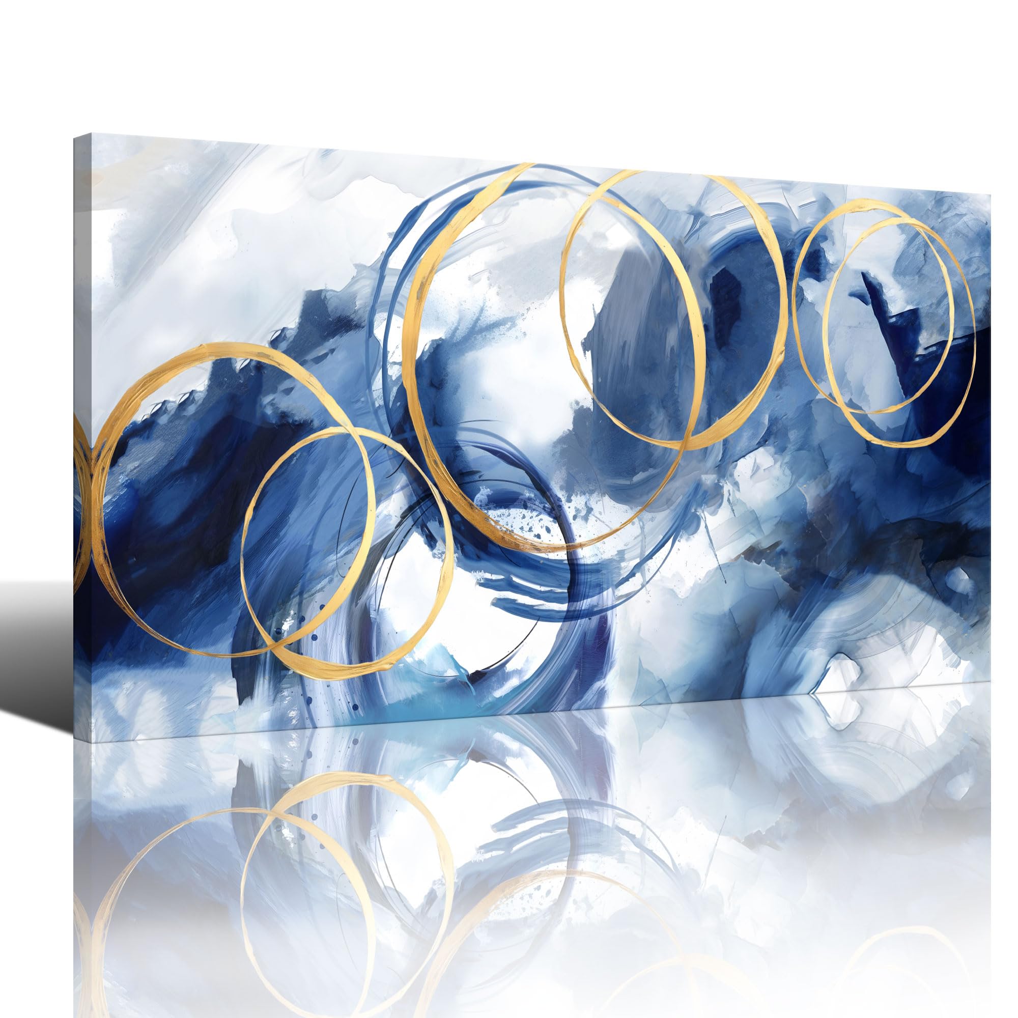 Ajaziko Blue Abstract Wall Art Modern Art Wall Decor Artwork For Walls Living Room Large Painting Size 20X40 Office Pictures For