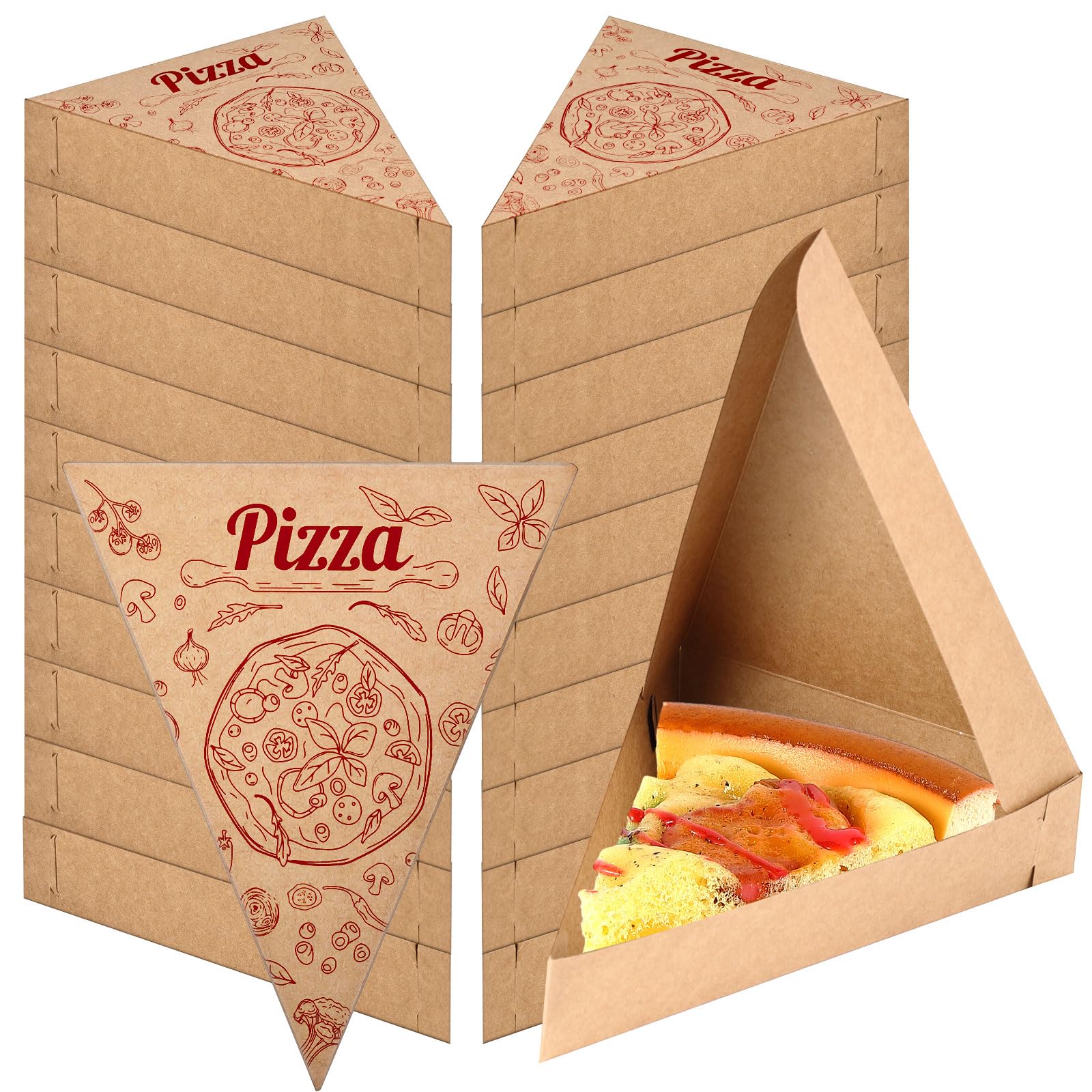 Teenyyou 36 Pcs Pizza Slice Boxes Disposable Individual Pizza Slice Tray 9.65 x 7.28 x 1.77 in Single Container Holder for Birth