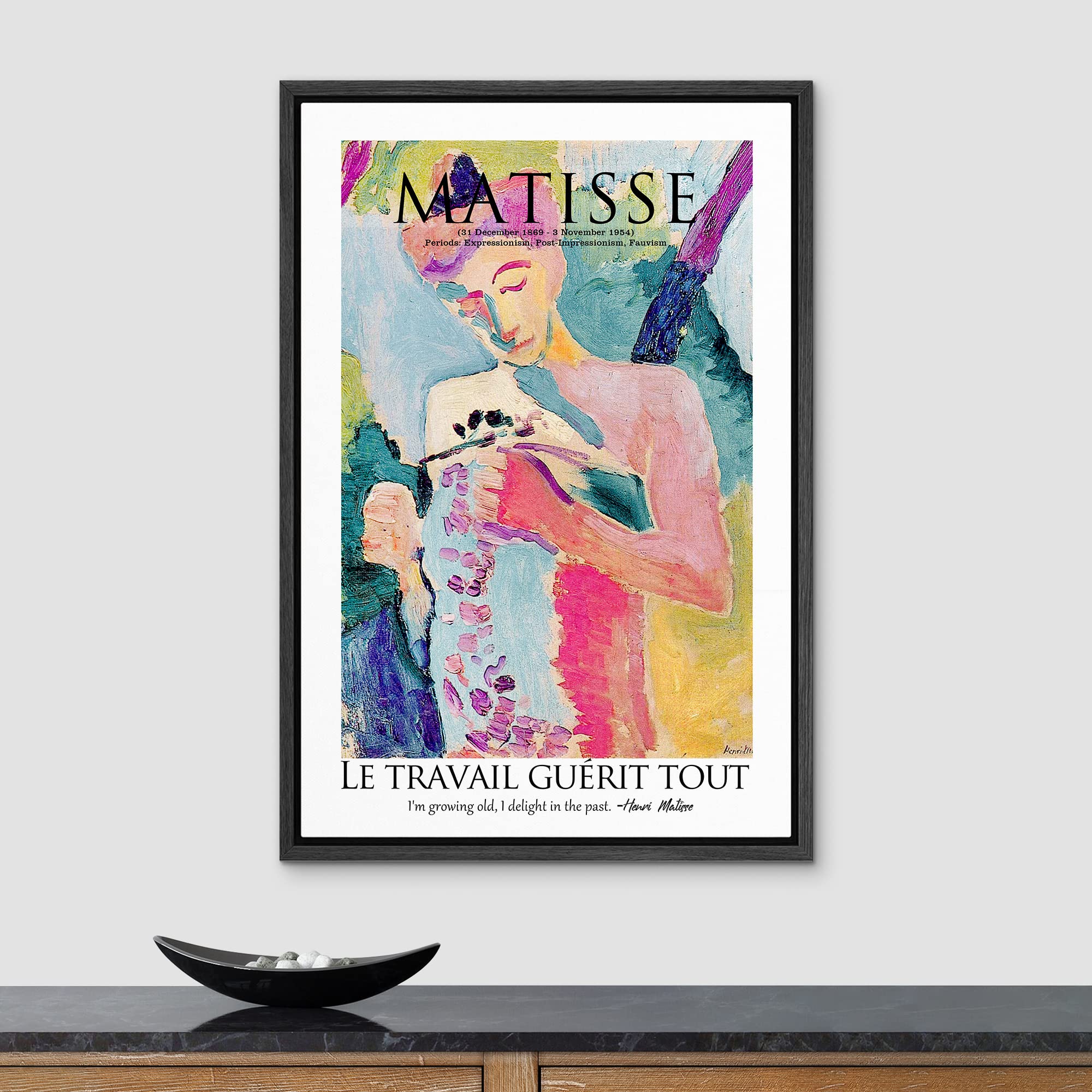 Signleader Framed Canvas Print Wall Art Matisse Woman In Garden Abstract Brushstroke Illustrations Expressionism Traditional Col