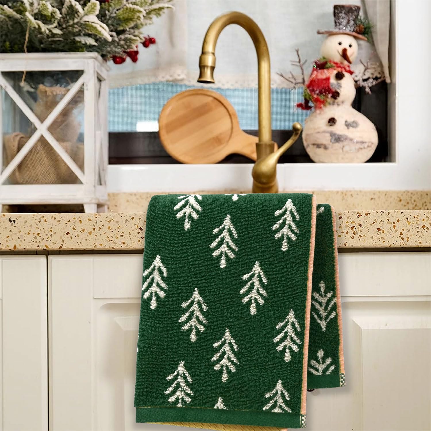 Jacquotha Christmas Hand Towels Set Of 2 - Decorative Towels For Kitchen Bathroom Winter Decor Xmas Gifts, Cotton Towel Daily Lu