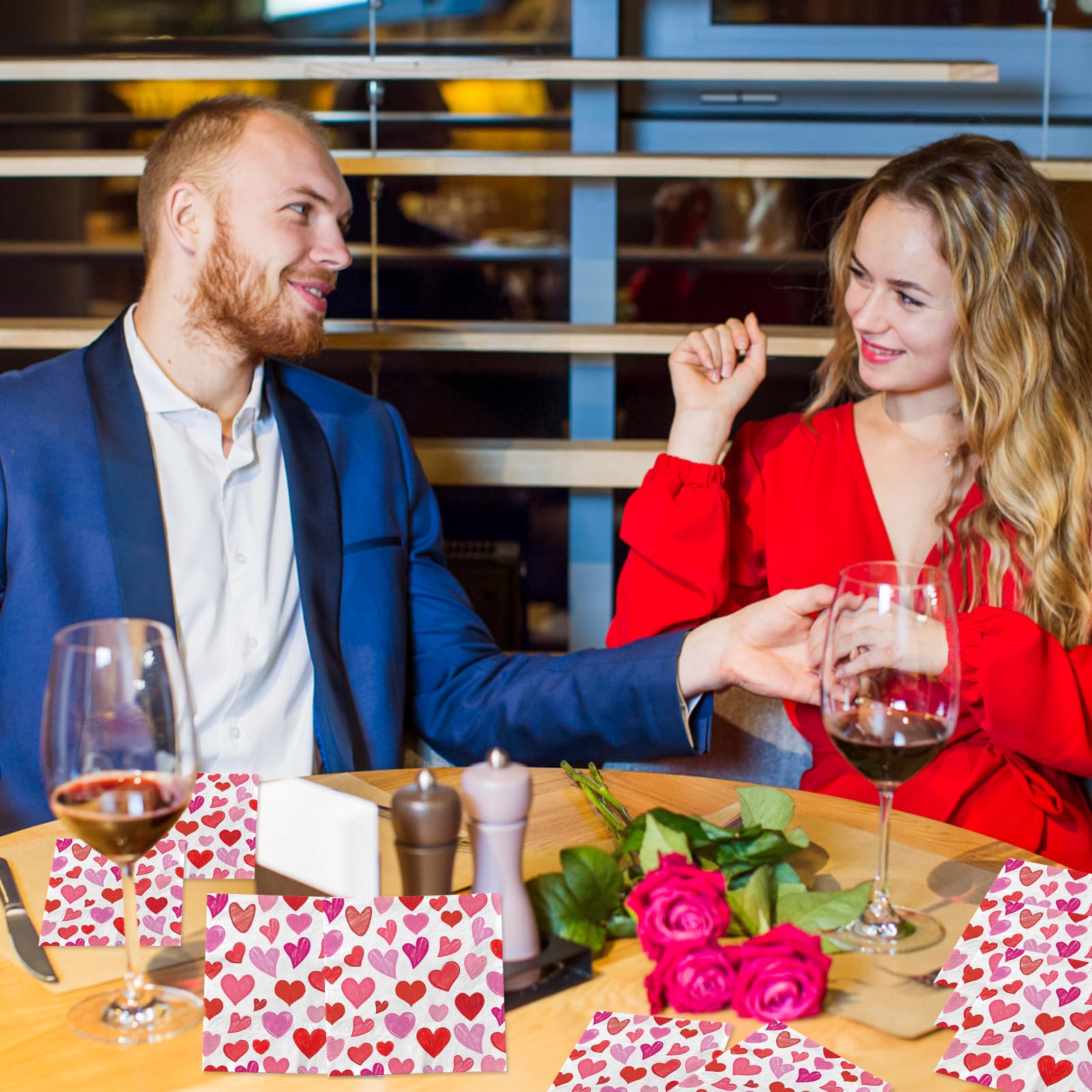 Yquqwn 50 Pcs Valentines Day Paper Napkins Disposable Heart Love Dinner Paper Napkins Red And Pink Napkins For Valentines Day We