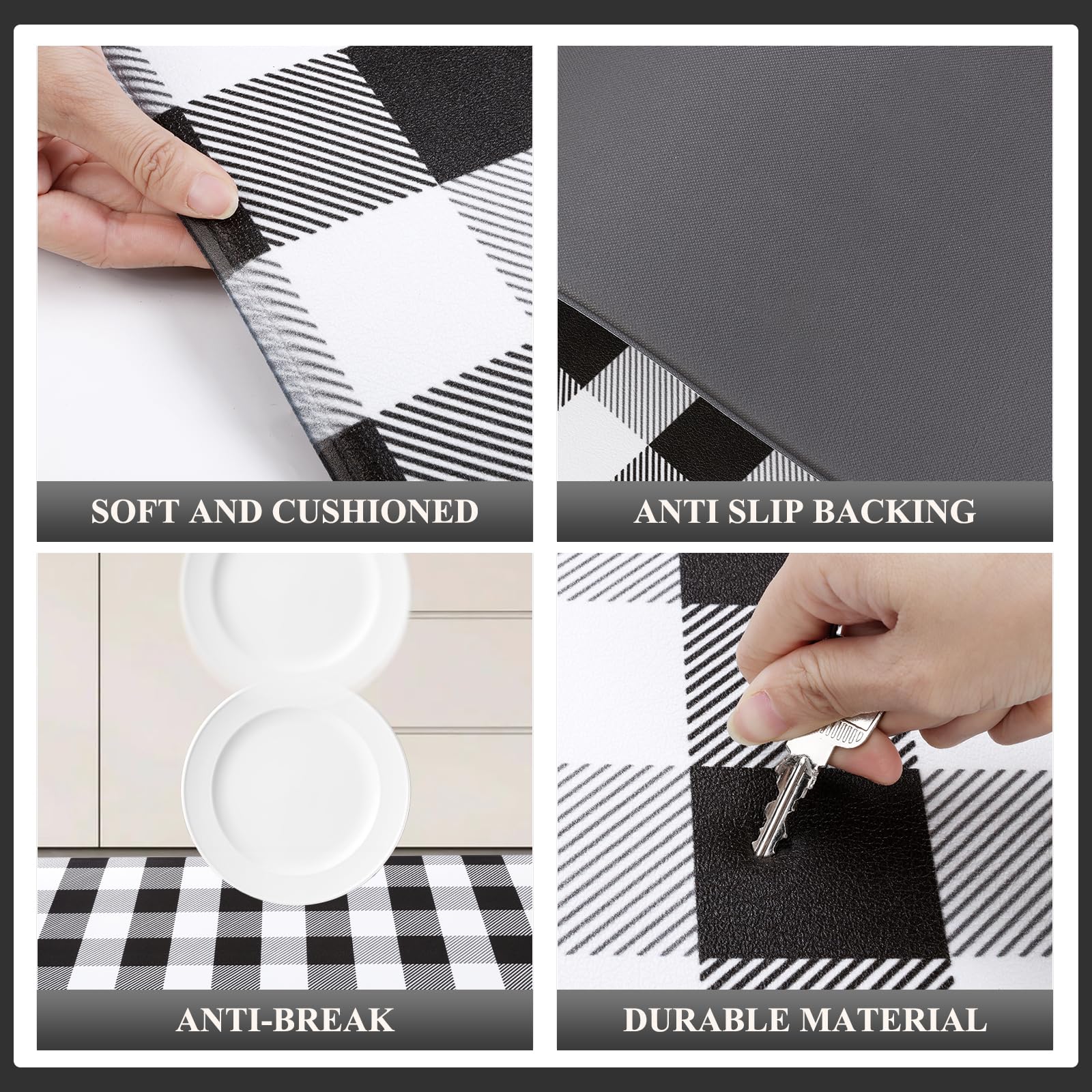 Pauwer Anti Fatigue Kitchen Mat Set Of 2, Farmhouse Kitchen Rugs Non Skid Washable, Cushioned Kitchen Mats For Floor, Waterproof