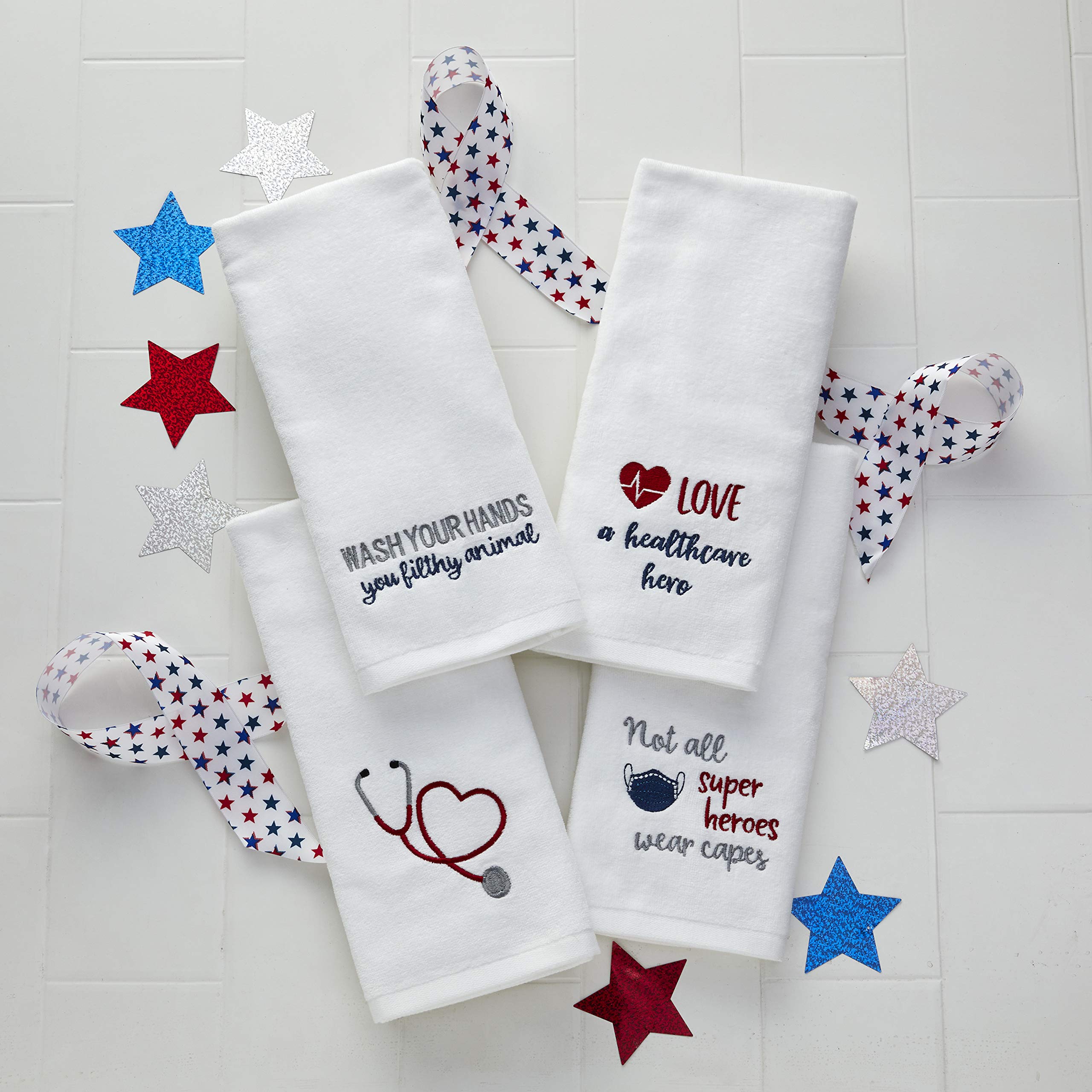 Skl Home Love A Healthcare Hero Hand Towel Set, White