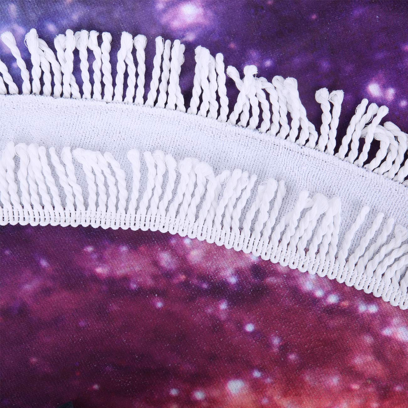 Violet Mist Purple Galaxy Round Beach Towel With Fringe 60 Inch Soft Microfiber Sand Free Funny Large Circle Beach Blanket Throw