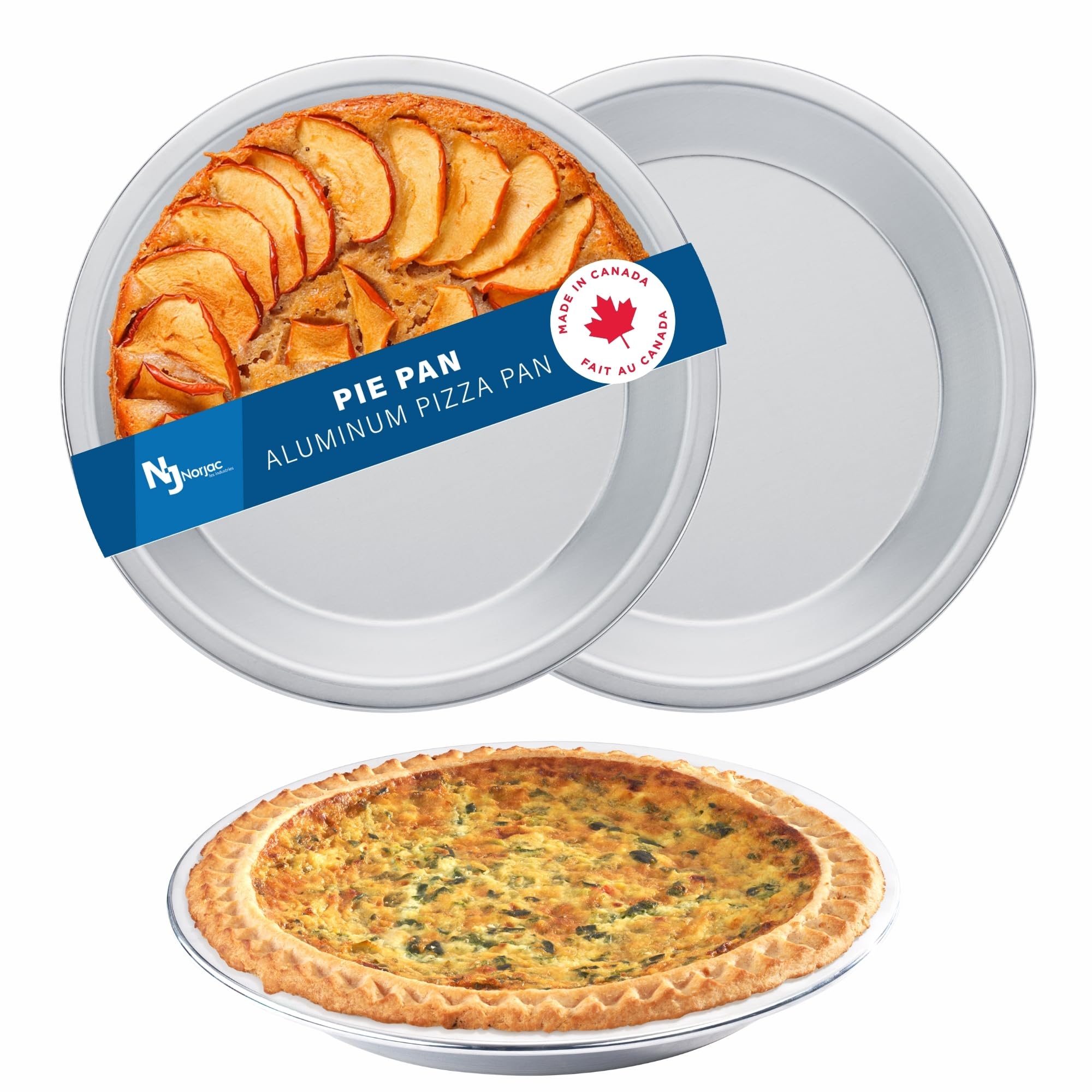 Norjac Pie Pan 9 Inch, 3 Pack, 100% Pure Aluminum, Sturdy, Rust Free, Made In Canada.