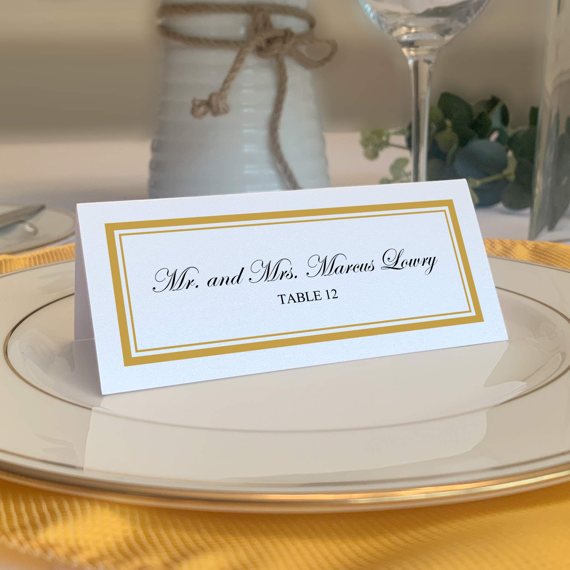 Double Line Border Printable Place Cards, Gold (Choose Color), Set Of 60 (10 Sheets), Laser & Inkjet Printers - Wedding, Party,