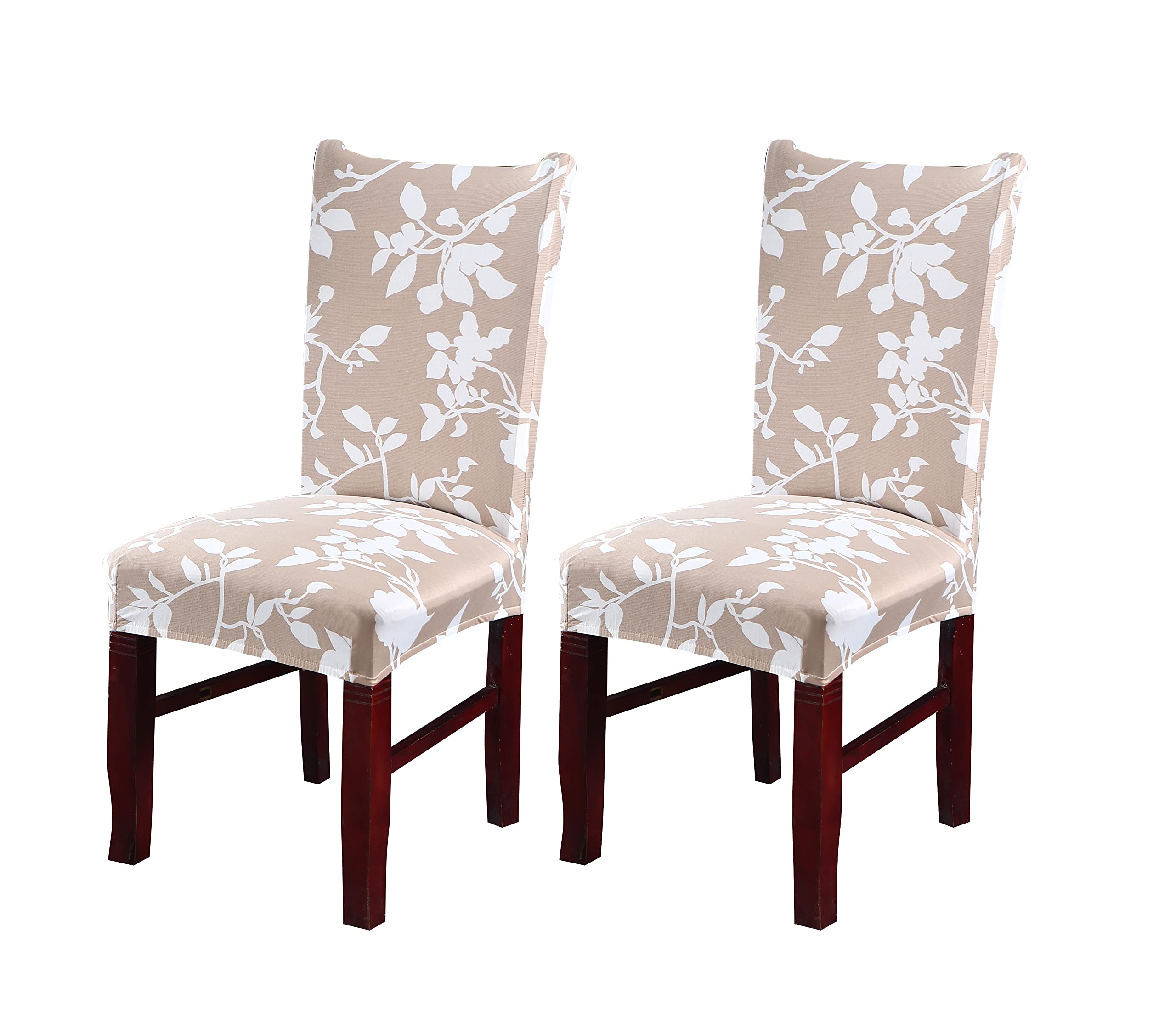 House Of Quirk Elastic Chair Cover Stretch Removable Washable Short Dining Chair Cover Protector Seat Slipcover (Pack Of 2, Crea