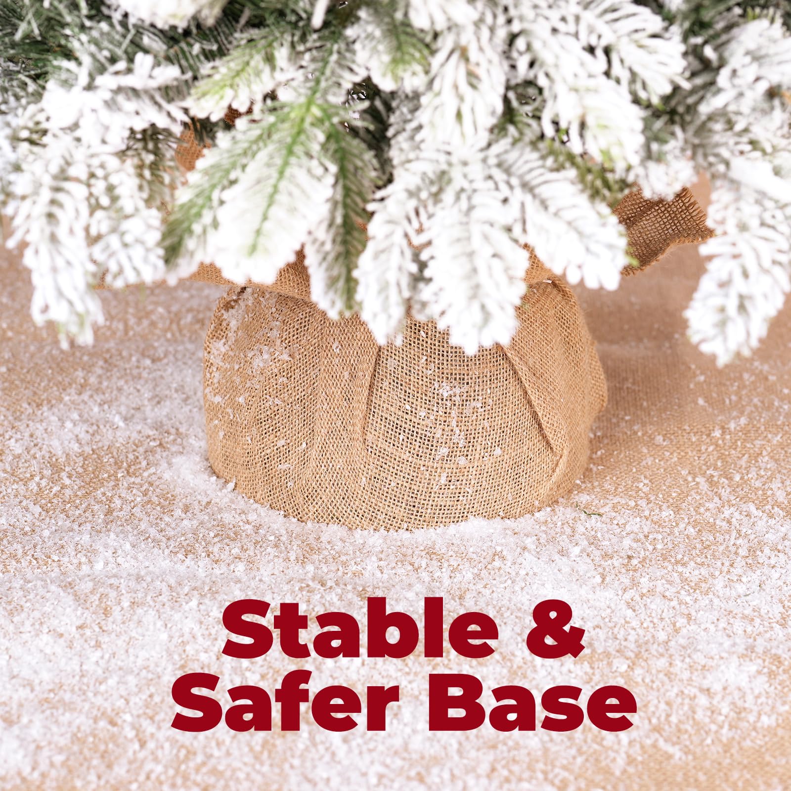 OasisCraft 4ft Flocked Christmas Tree, Pre Lit with Red Berries and Pinecones, DIY Decorations Tabletop Tree