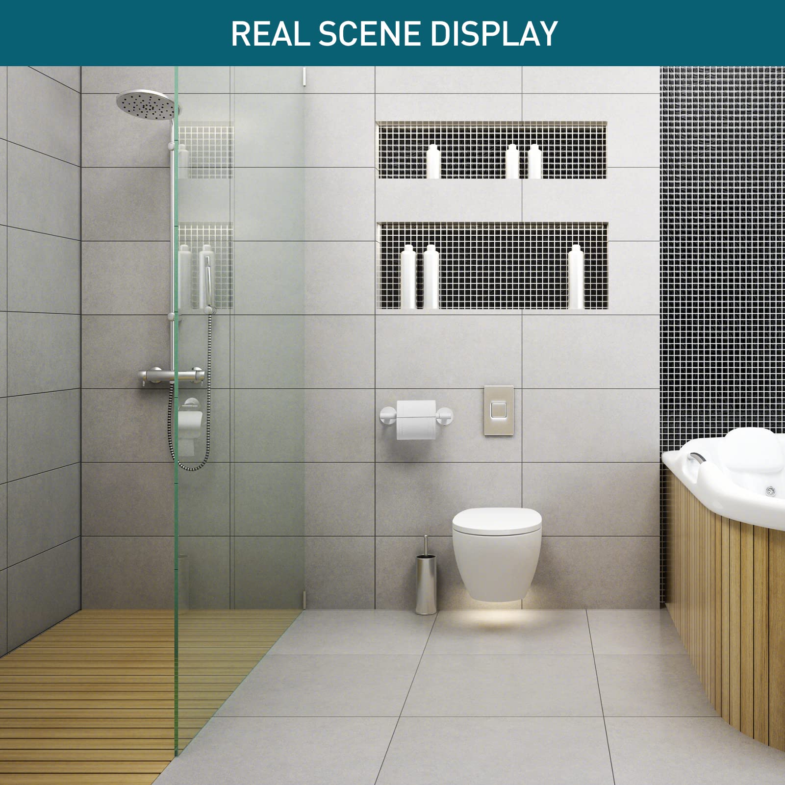 Pokim White Toilet Paper Holder Metal Bathroom Flexible Pivot Ceramic Jumbo Tissue Roll Holder On Wall Mounted, Sus 304 Stainles