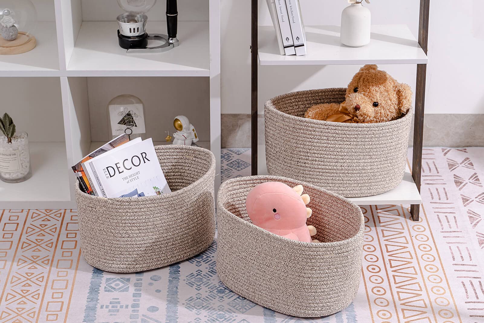 CubesLand Toys Closet Storage Organizer Baskets Bins for Cube Ogranizer/Shelving Woven Basket for Organizing Decor Basket for Living Room Bedroom Perfect for Pet Toy&Food Storage 3pack Light Brown