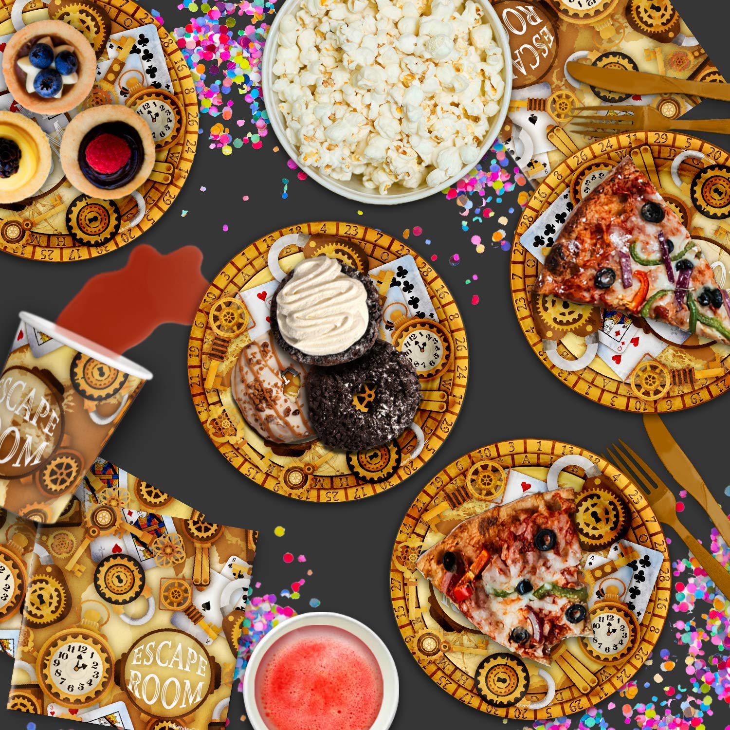 Escape Room Party Supplies Set Plates Napkins Cups Tableware Kit For 16