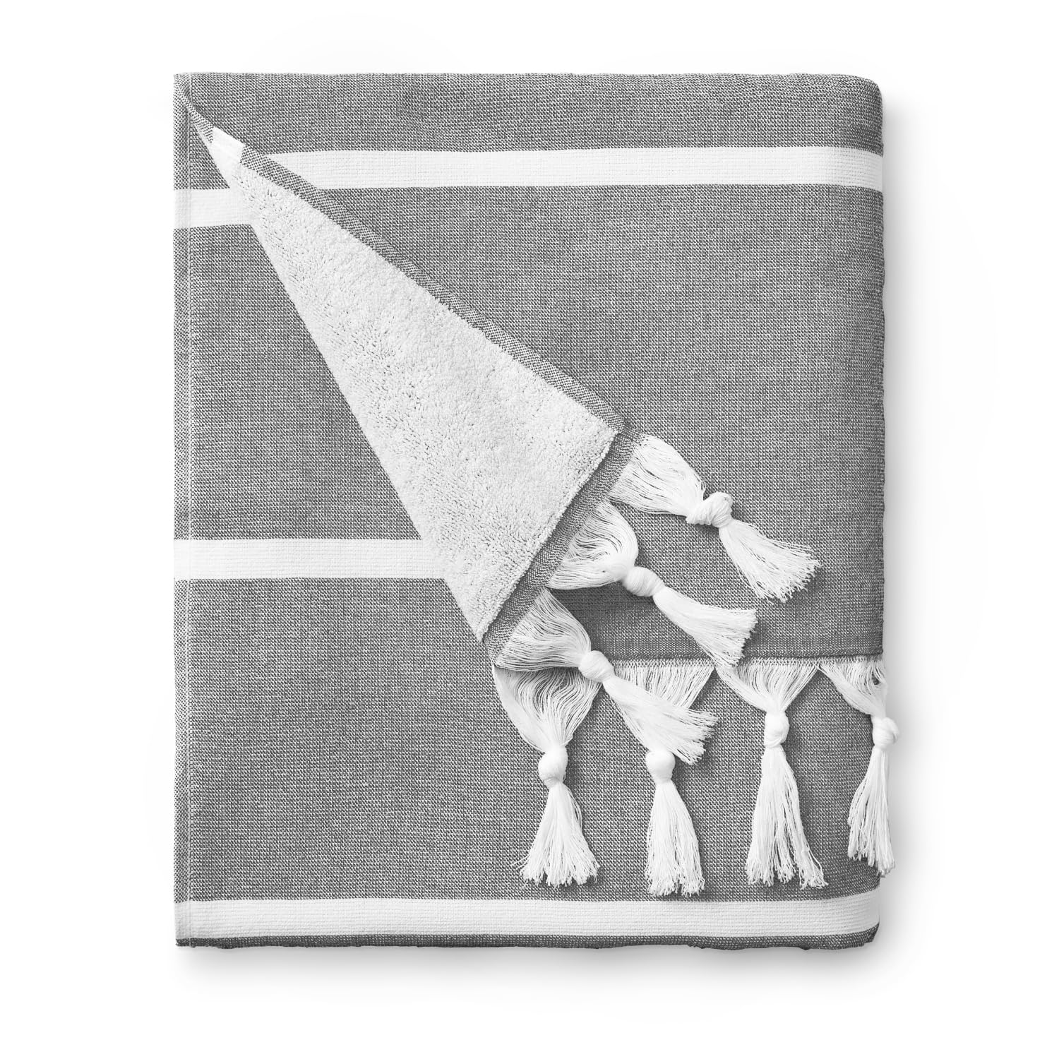 Laguna Beach Textile Co. Soft Turkish Fouta Beach Towel - 400 Gsm - Night Charcoal