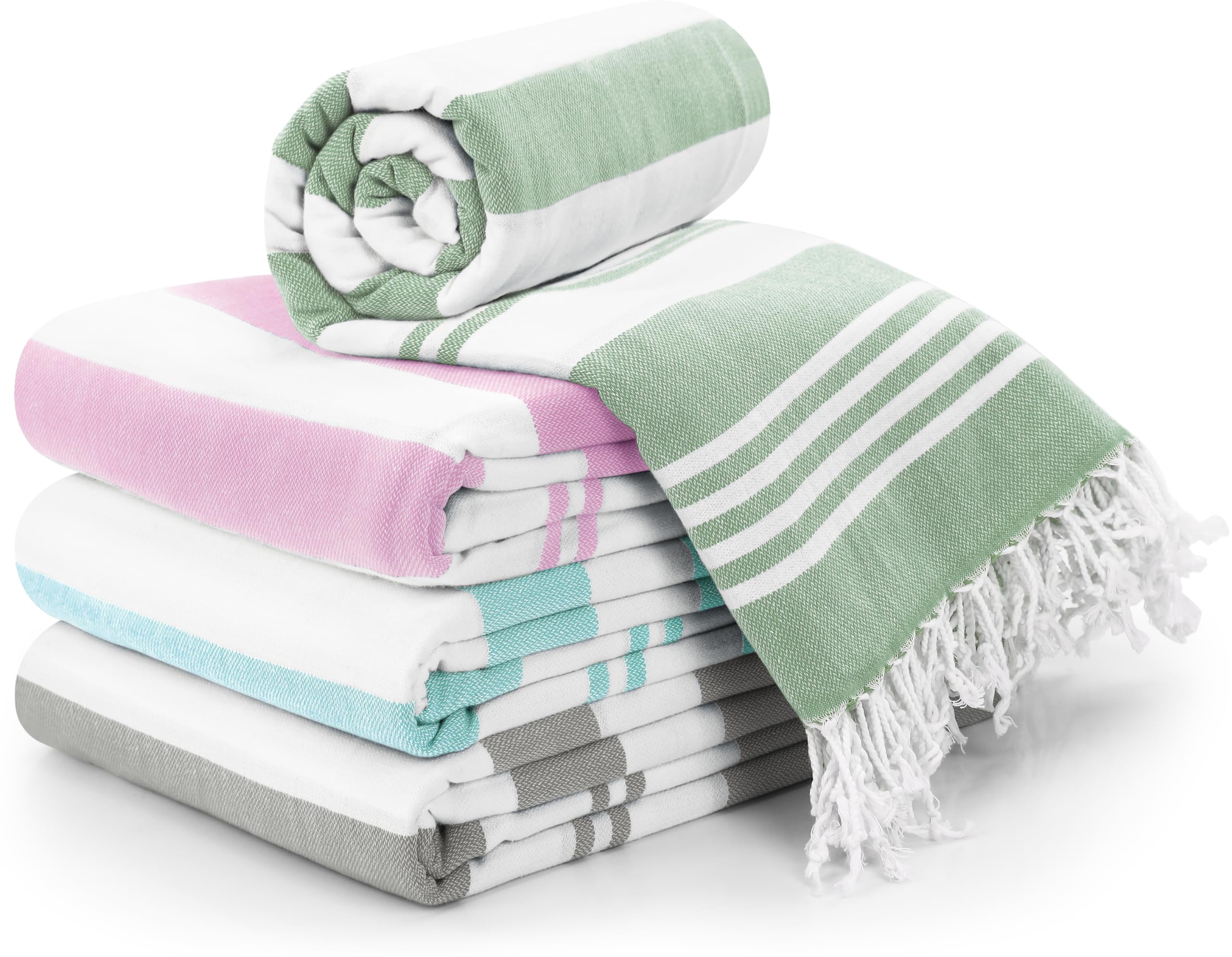 Utopia Towels - 4 Pack Turkish Beach Towel (40 X 72 Inches) - 100% Cotton Oversized Sand Free Lightweight & Quick-Dry, Prewashed