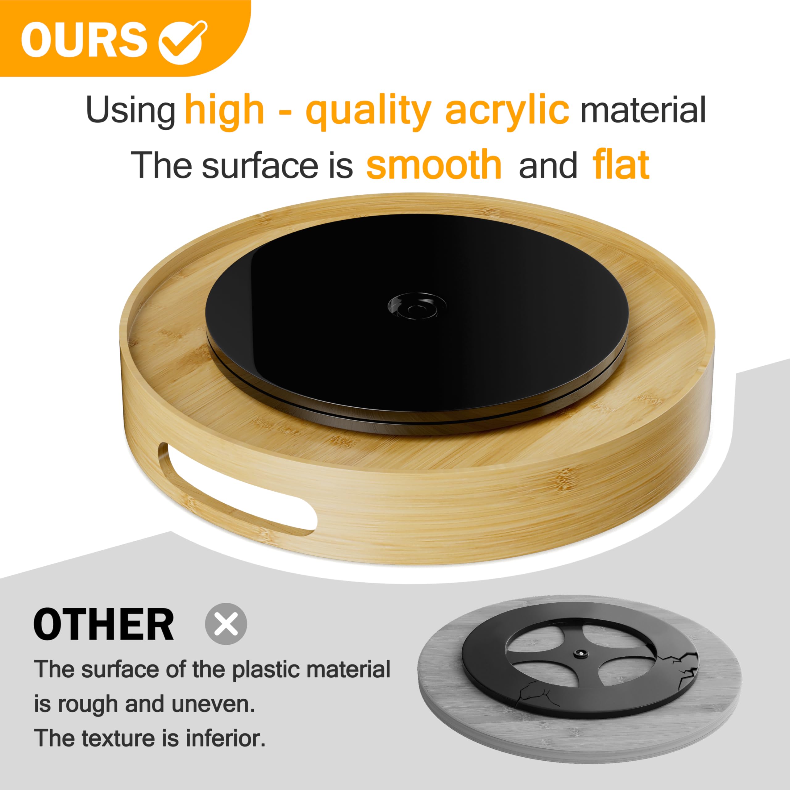 Homerays 12 Inch Lazy Susan Organizer  Kitchen Rotating Spice Rack  Bamboo Lazy Susan with Double Handles for Kitchen Cabinet (Bamboo  Medium)