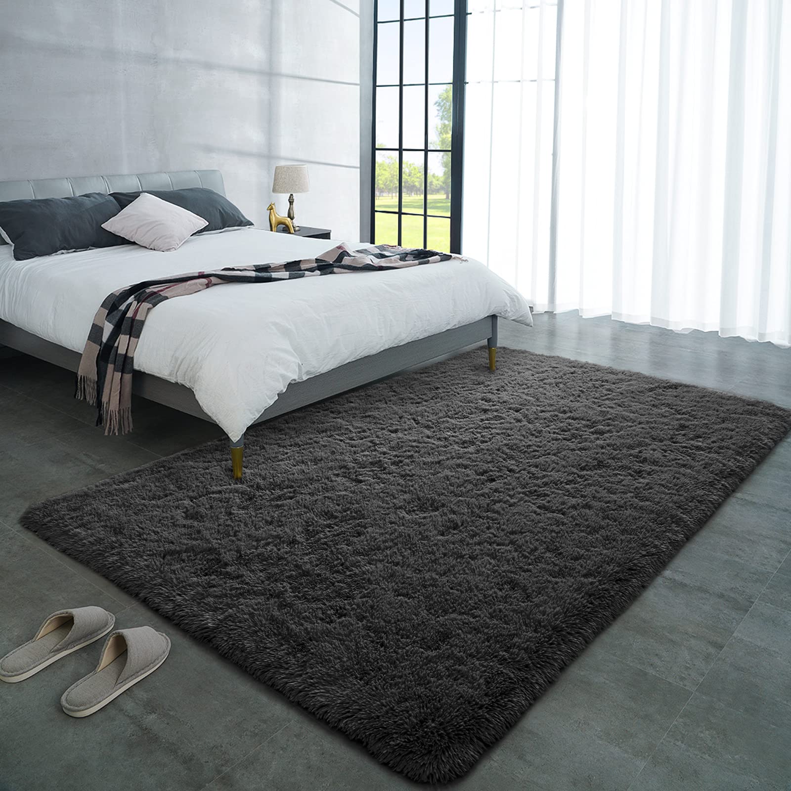 LOCHAS Ultra Soft Indoor Modern Area Rugs Fluffy Living Room Carpets for Children Bedroom Home Decor Nursery Rug 5.3x7.5 Feet, D