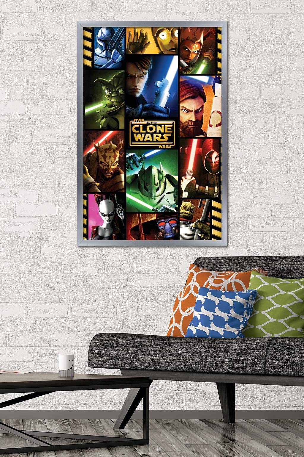 Trends International Star Clone Wars-Grid Wall Poster, 22.375'' X 34'', Silver Framed Version