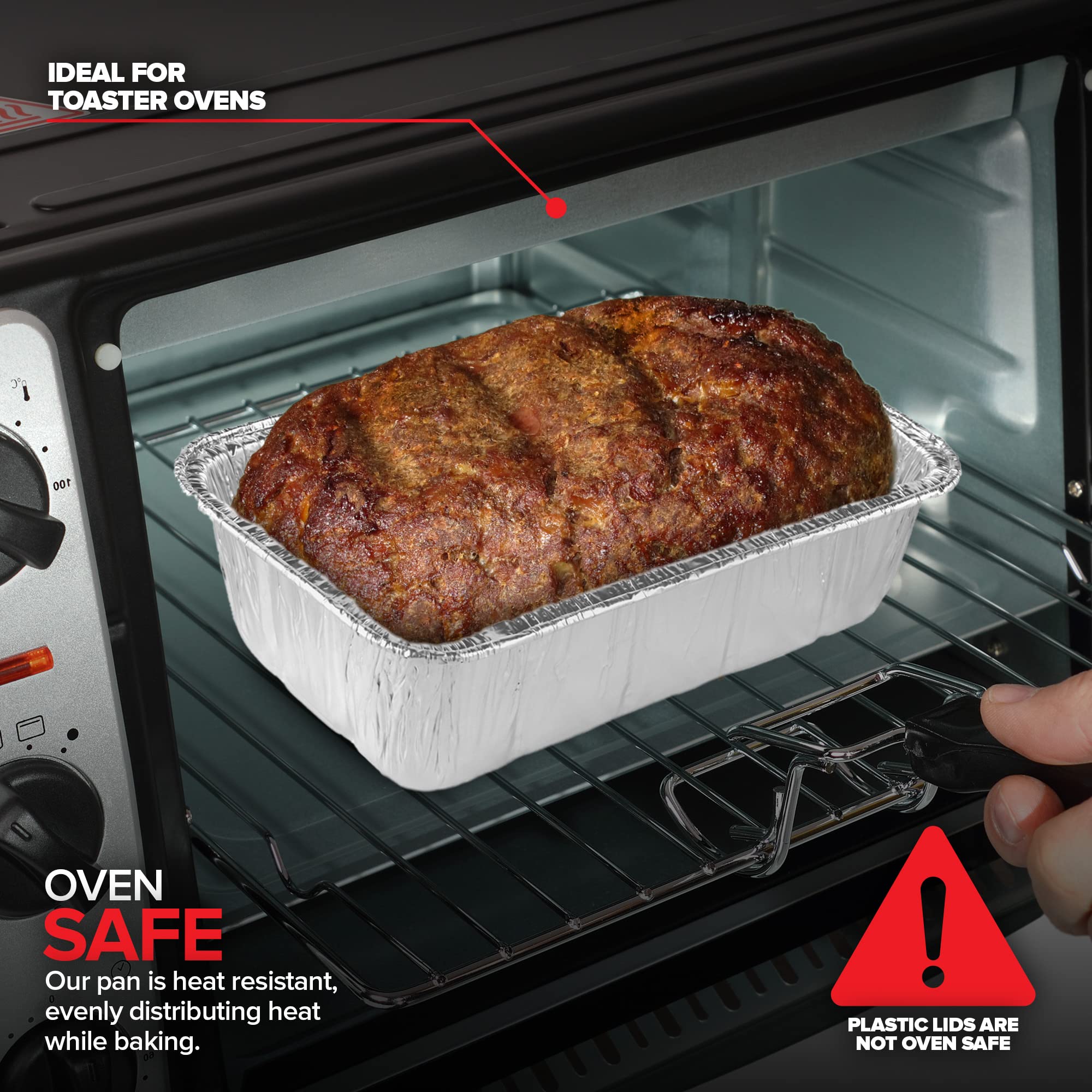 Stock Your Home Disposable Aluminum Loaf Pans With Lids, 2 Lb (50 Pack) Foil Baking Tins With Plastic Lid, Tin Pan With Cover Fo