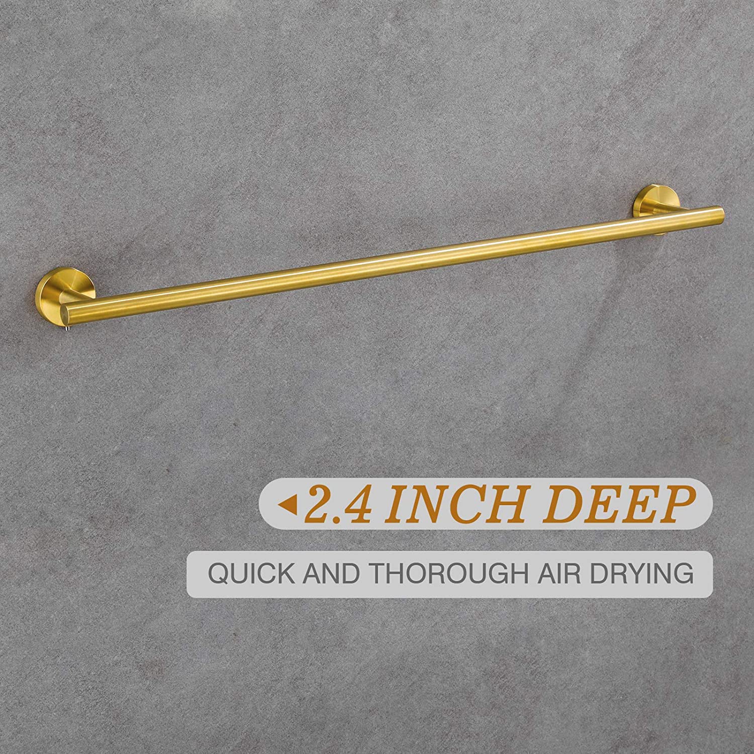 USHOWER Brushed Gold Towel Bar  24-Inch Towel Racks for Bathroom Wall-Mounted  SUS304 Stainless Steel Towel Rod Modern Home Decor (Total Length 27-Inch)