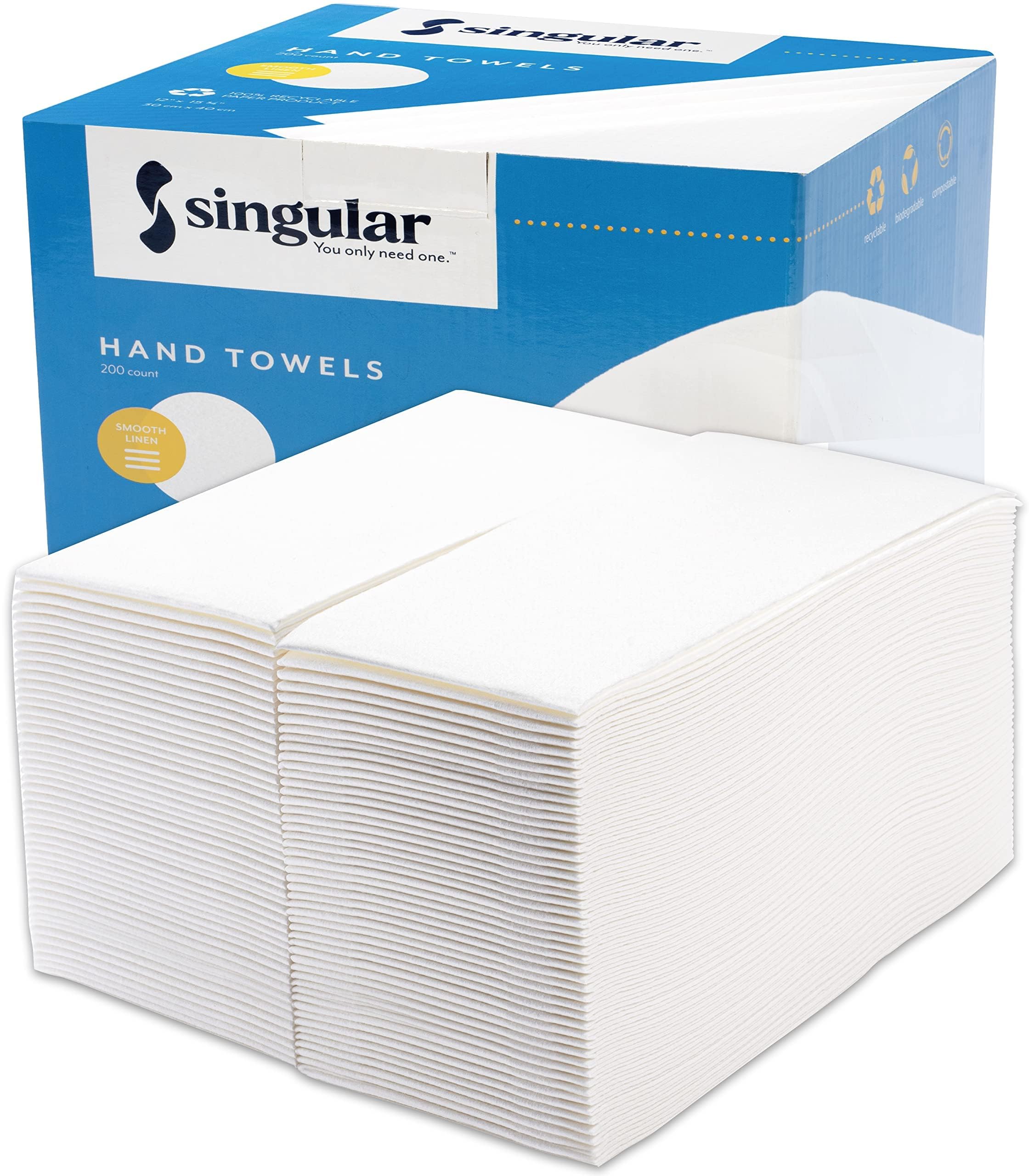 Ah American Homestead Disposable Paper Hand Towels For Bathroom - White Guest Napkins - Linen-Like Bulk Wipes - 15.5'' X 8'' - I