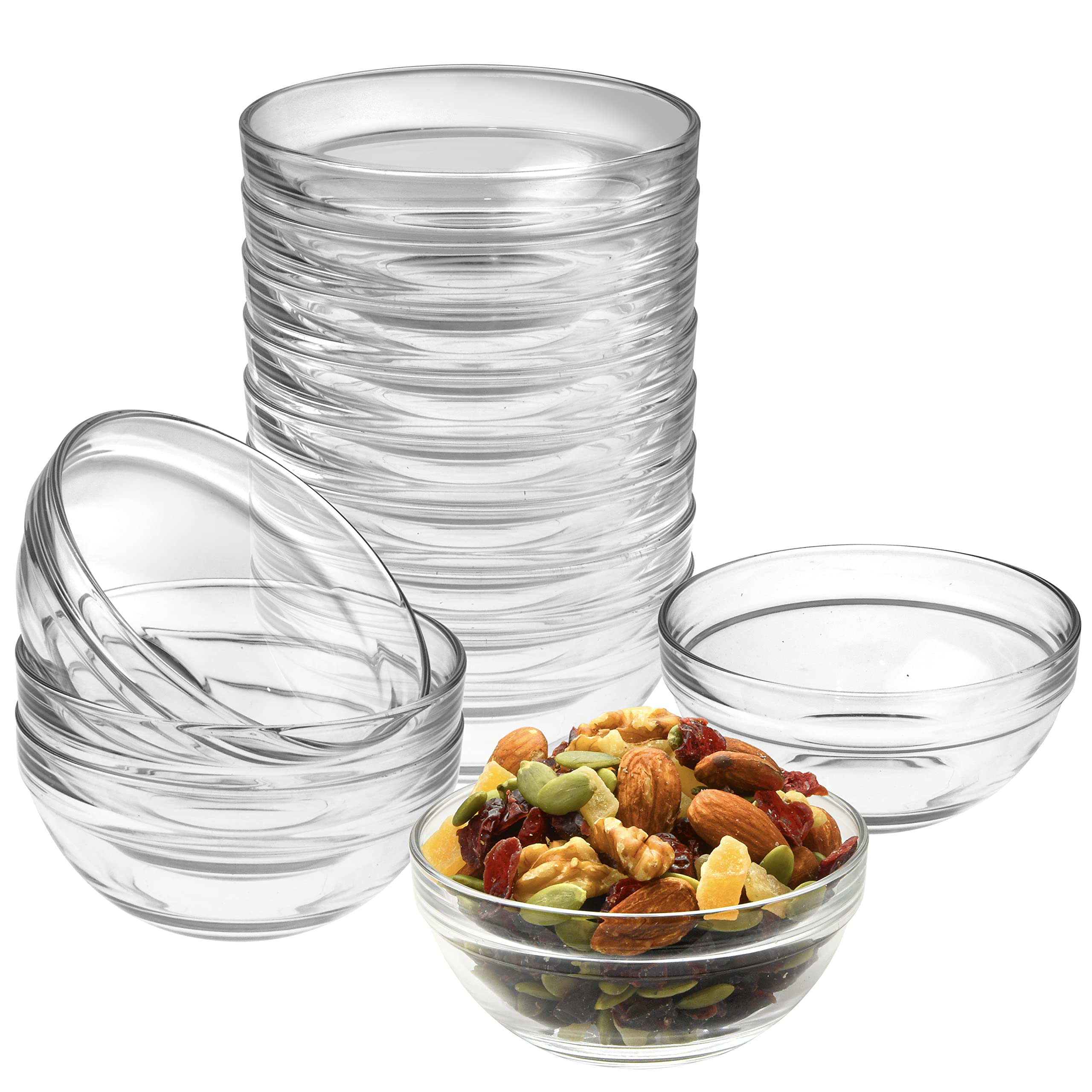 Lartique Mini 3.5 Inch Small Glass Bowls - Small Bowls Perfect for Prep  Dips  Nuts  or Candy - Meal Prep Bowls or Dessert Bowls  Set of 12