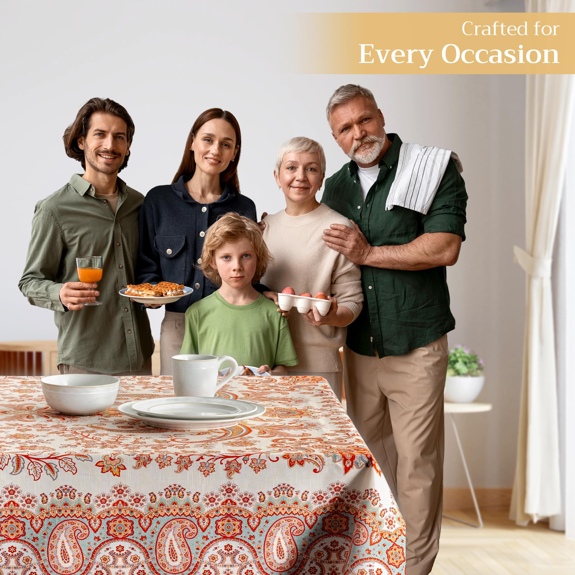 Maison D' Hermine 100% Cotton Table Cover - 60''X90'' Rectangle Decorative Tablecloth - Washable Tablecloths For Dining, Home, F
