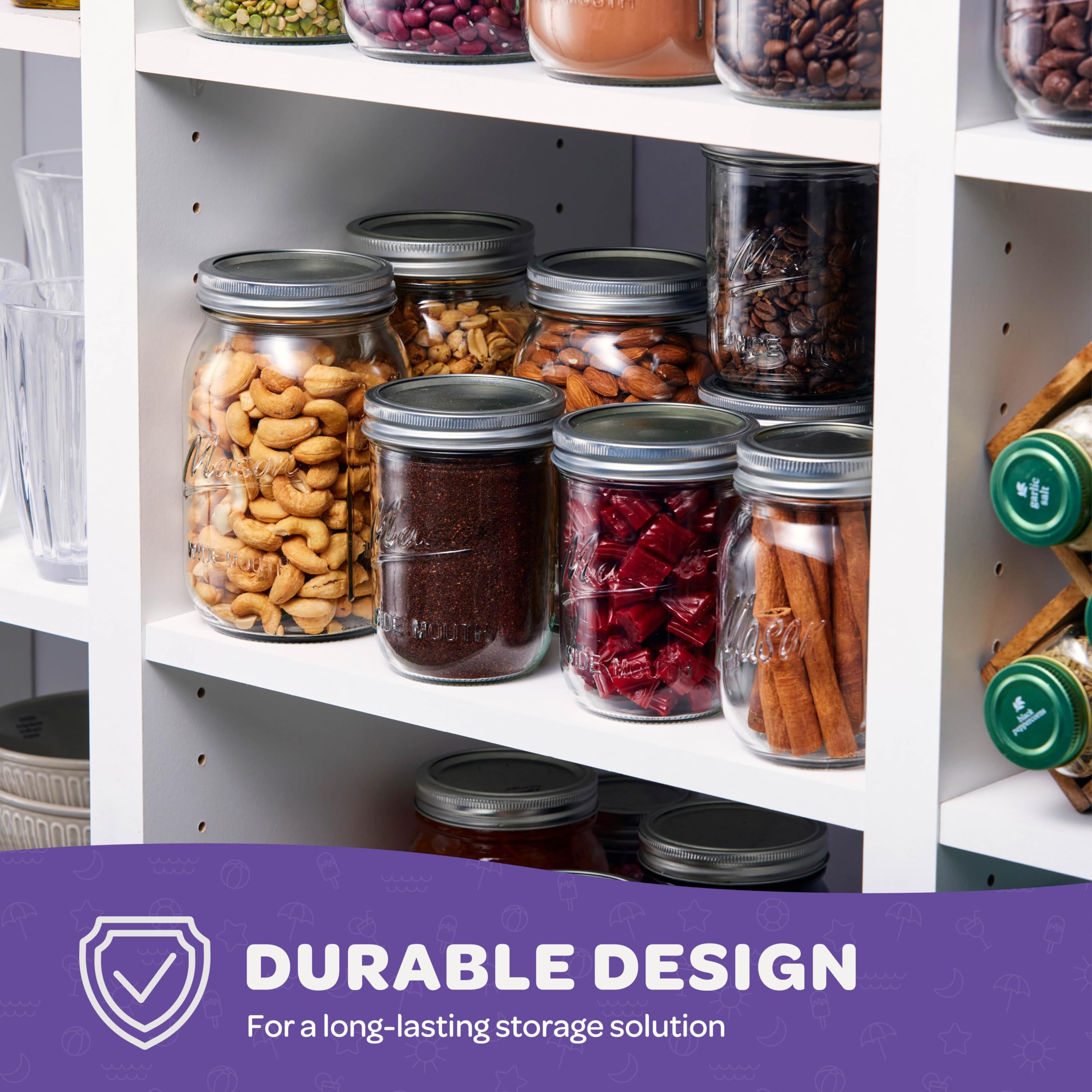 Sewanta Wide Mouth Mason Jars 16 Oz [5 Pack] With Mason Jar Lids And Bands, Mason Jars 16 Oz - For Canning, Fermenting, Pickling