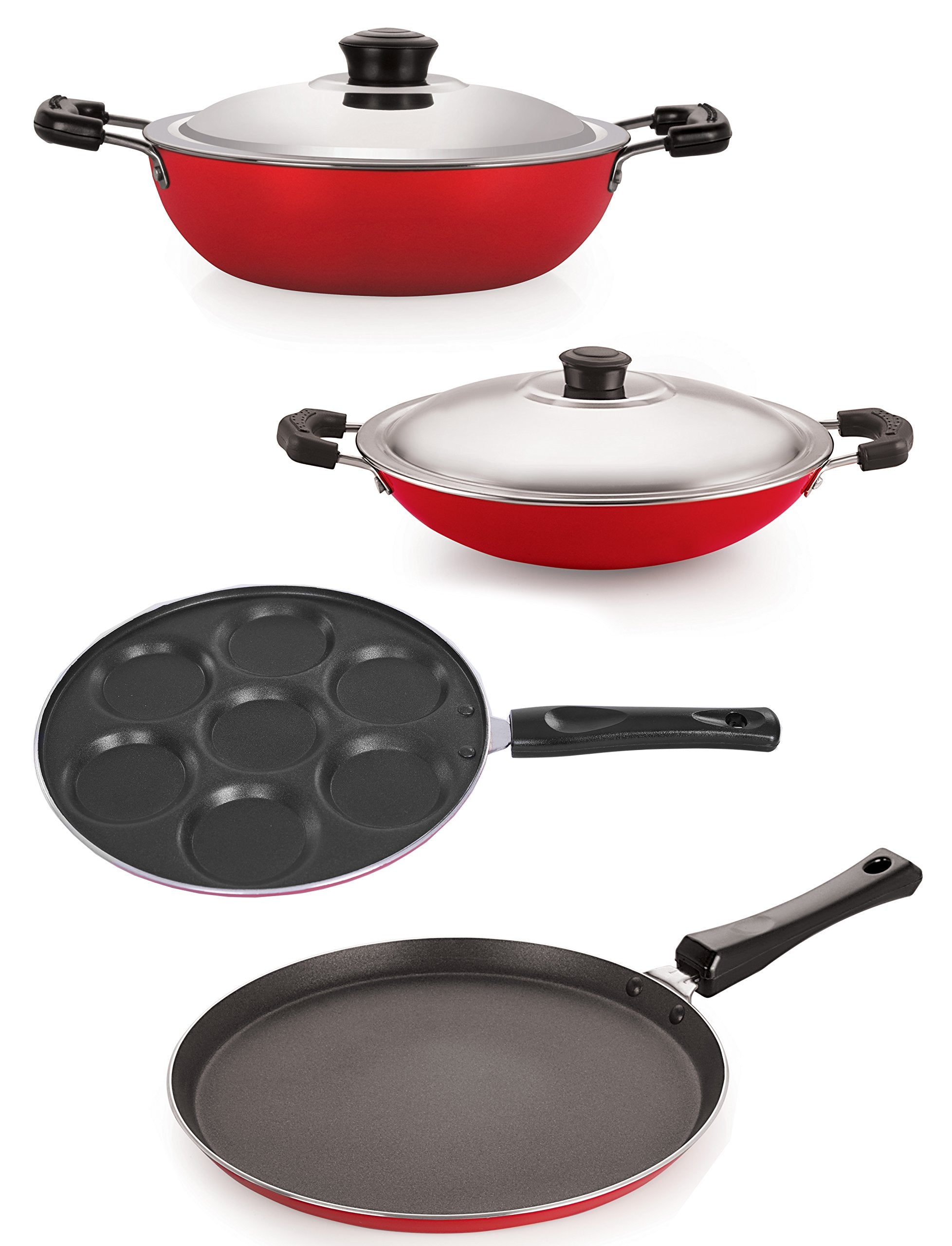 Nirlon Nonstick 4 Piece Cookware Set With Stainless Steel Lid