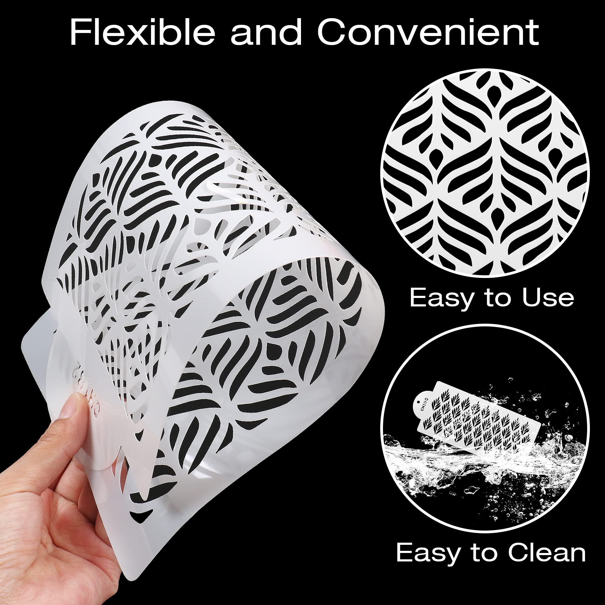 6Pcs Cake Decorating Stencils, 13.8 X 6 Inch Cake Stencils Decorating Buttercream, Spray Floral Cake Stencils Templates, Plastic