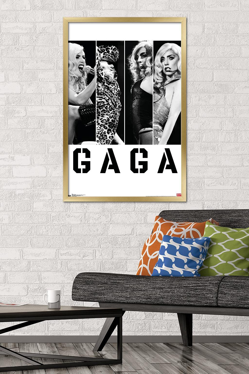 Trends International Lady Gaga - Photo Bars Wall Poster, 22.375'' X 34'', Gold Framed Version
