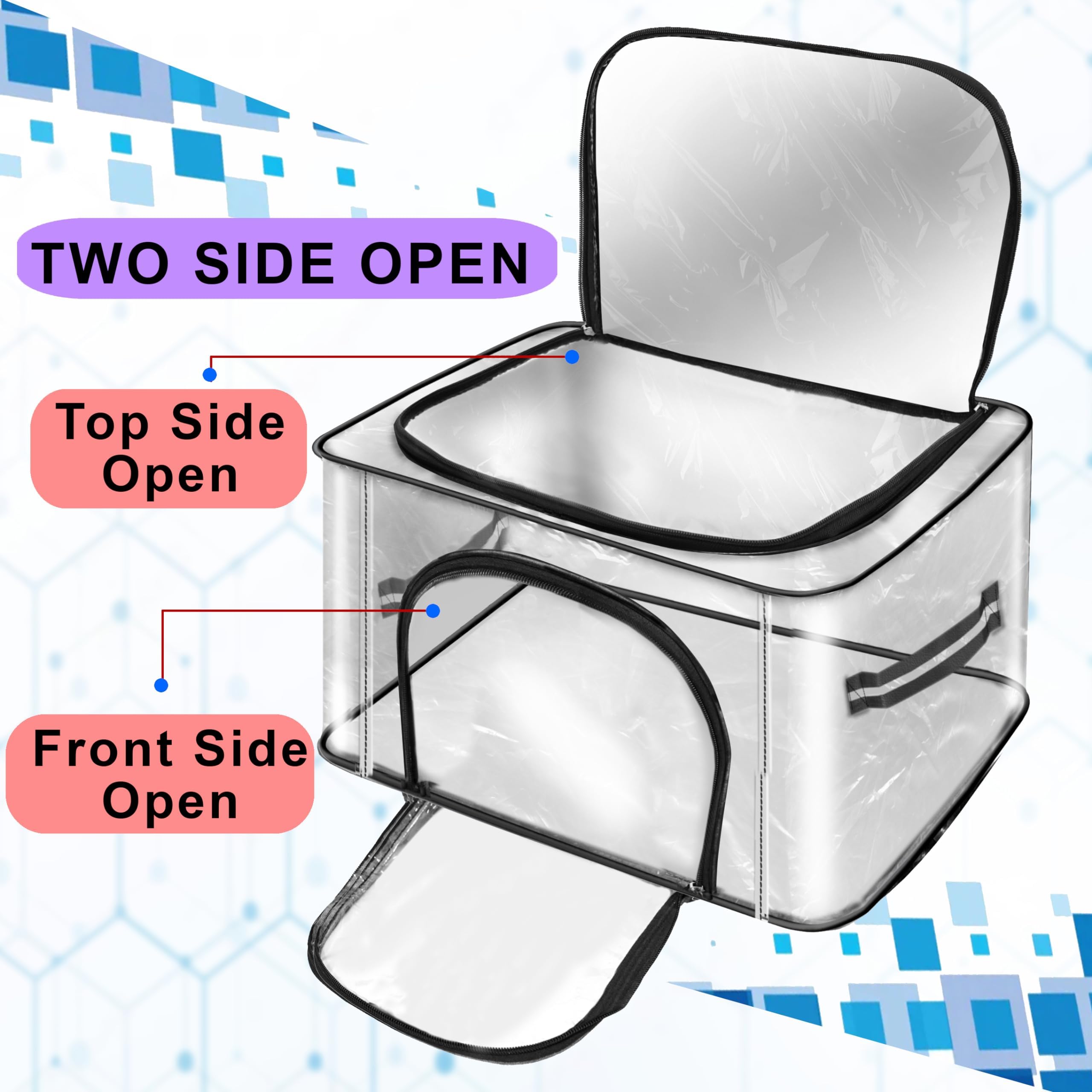 Storite 3 Pack 28 L Transparent Pvc Wardrobe Bag Underbed Moisture Proof Cloth Storage Organizer, Storage Box For Clothes Saree