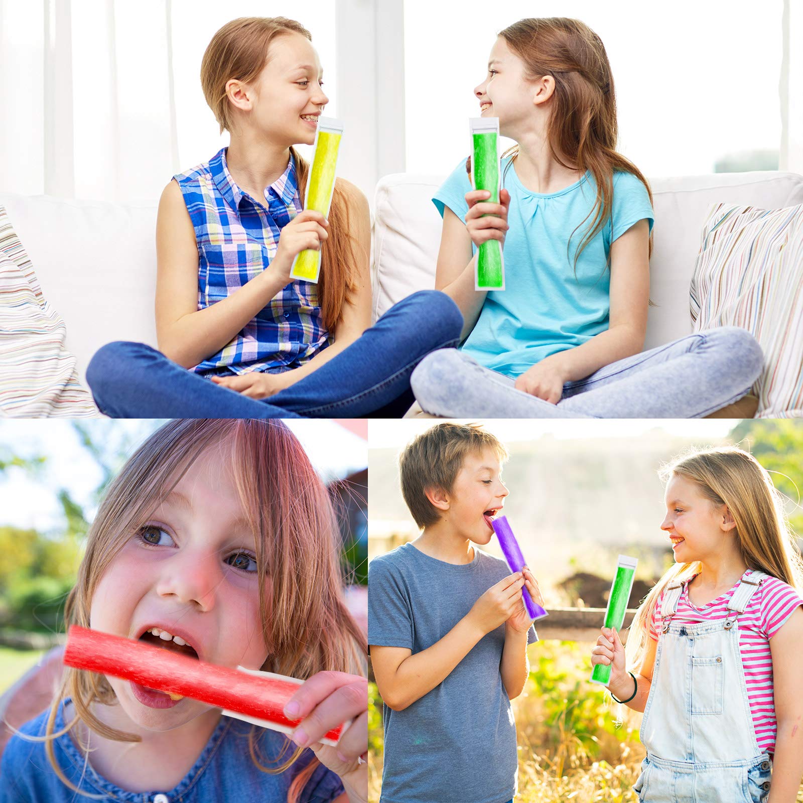 450 Pieces Disposable Ice Mold Bags Mold Bags Homemade Ice Lolly Bags With 3 Funnels Freeze Snacks Freezer Tubes For Healthy Sna