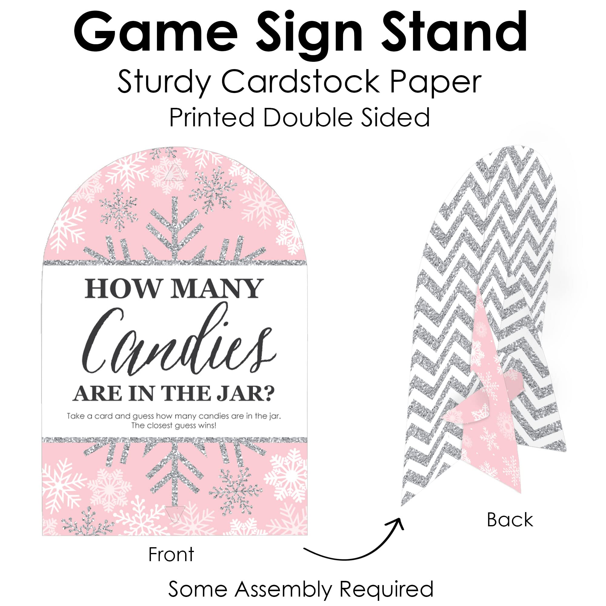 Big Dot Of Happiness Pink Winter Wonderland - How Many Candies Holiday Snowflake Birthday Party And Baby Shower Game - 1 Stand A