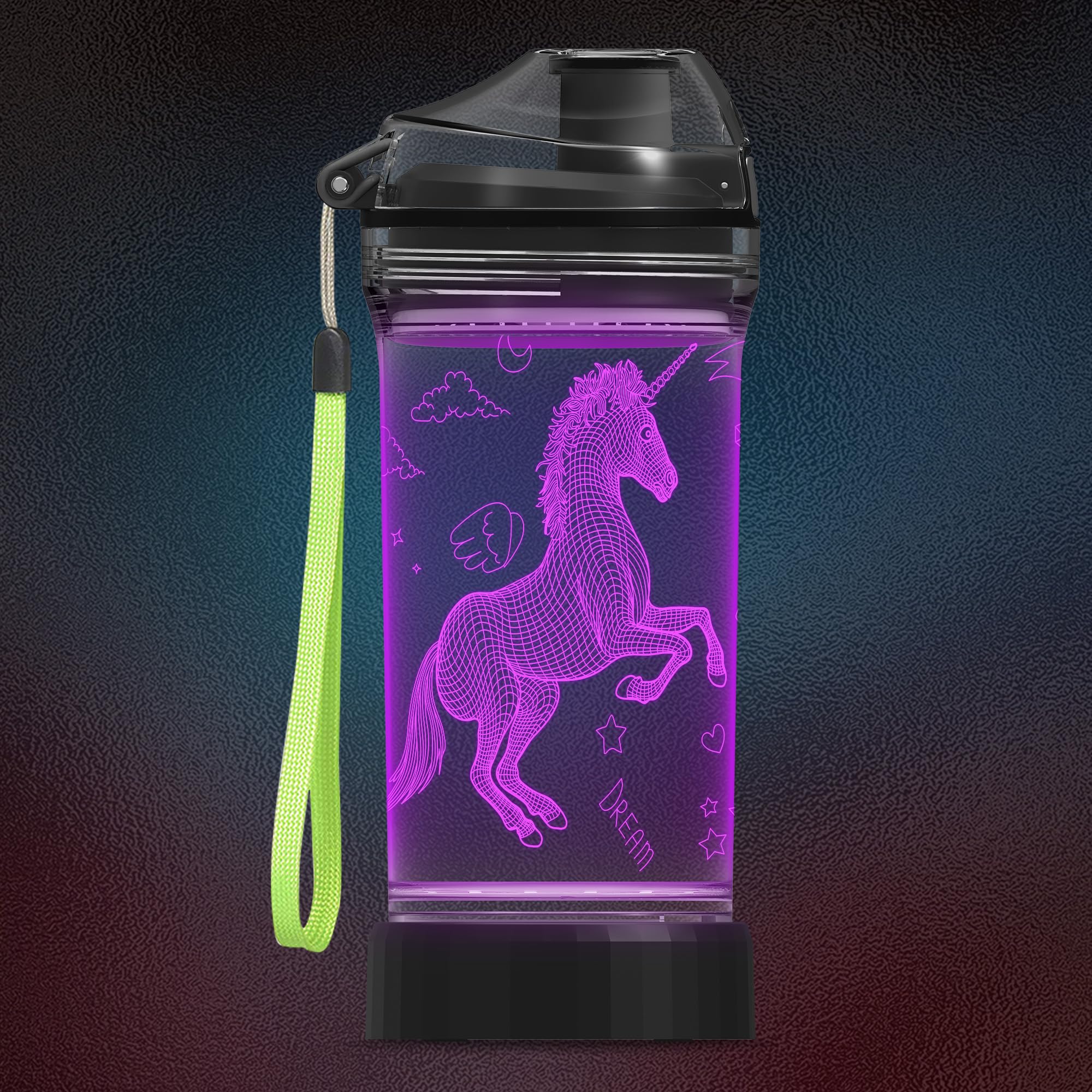 CoolGift Mart Unicorn Gifts for Girls, Light Up 3D Unicorn Water Bottle, 14oz Tritan BPA Free - Kids Drinking Cup - Christmas Ho