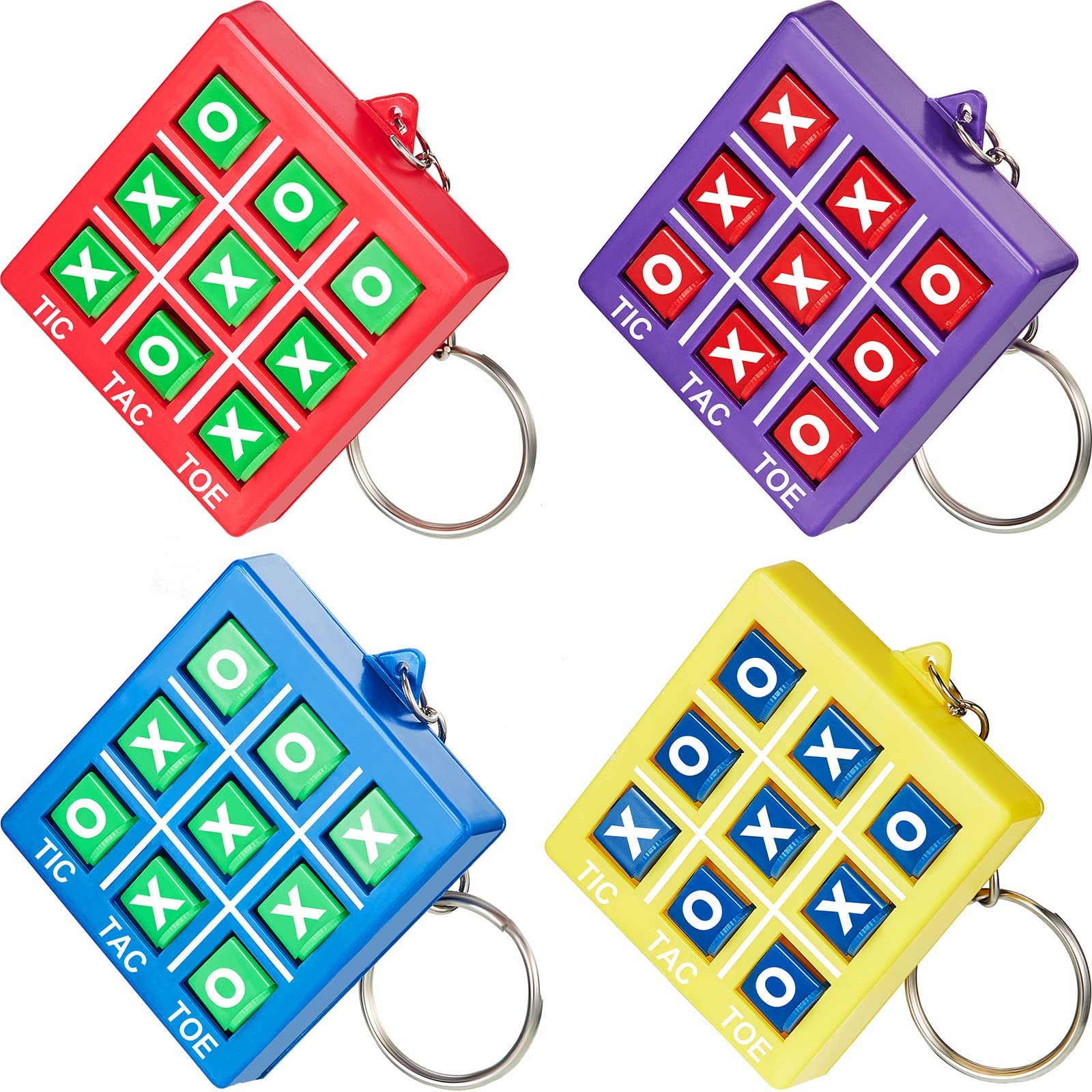 Hicarer Valentines Tic Tac Toe Keychain For Kids Ages 8-12 Party Favors Plastic Keyholders Game For Goodie Bags Mini Backpack Bi
