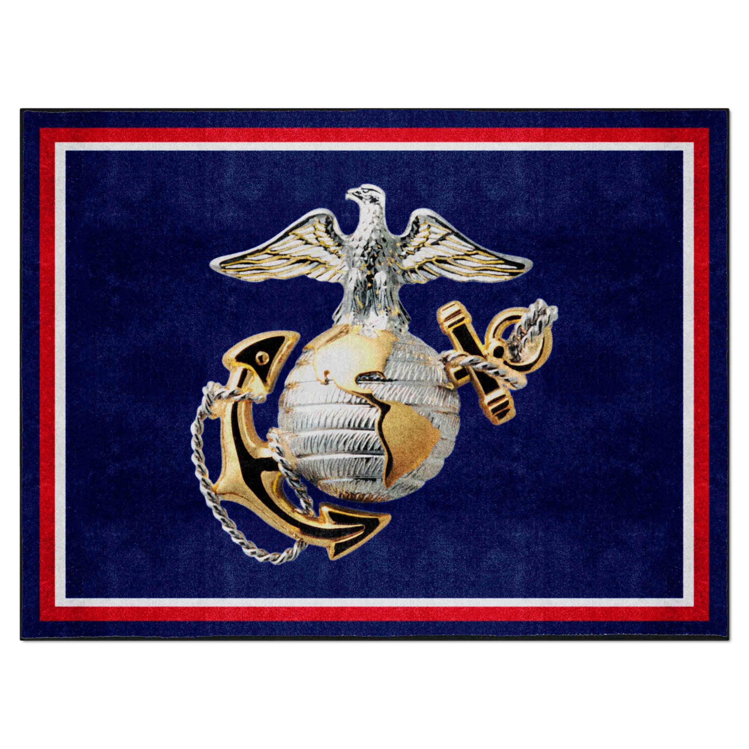 FANMATS 25147 U.S. Marines Eagle, Globe, and Anchor 8ft. x 10 ft. Plush Area Rug