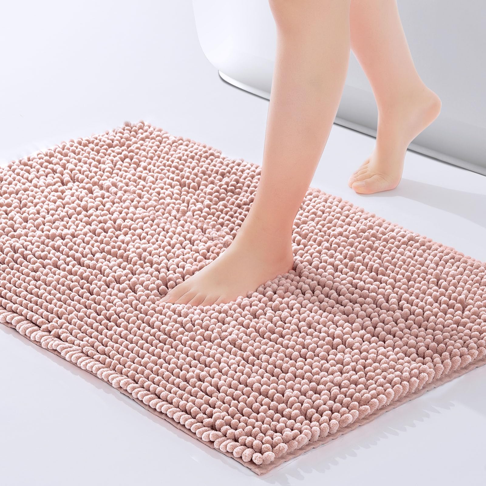 Freshmint Large Chenille Bathroom Rugs Mat 36   X24   , Non-Slip Bath Mat For Bathroom Floor & Bathtub, Washable Shower Shag Bat