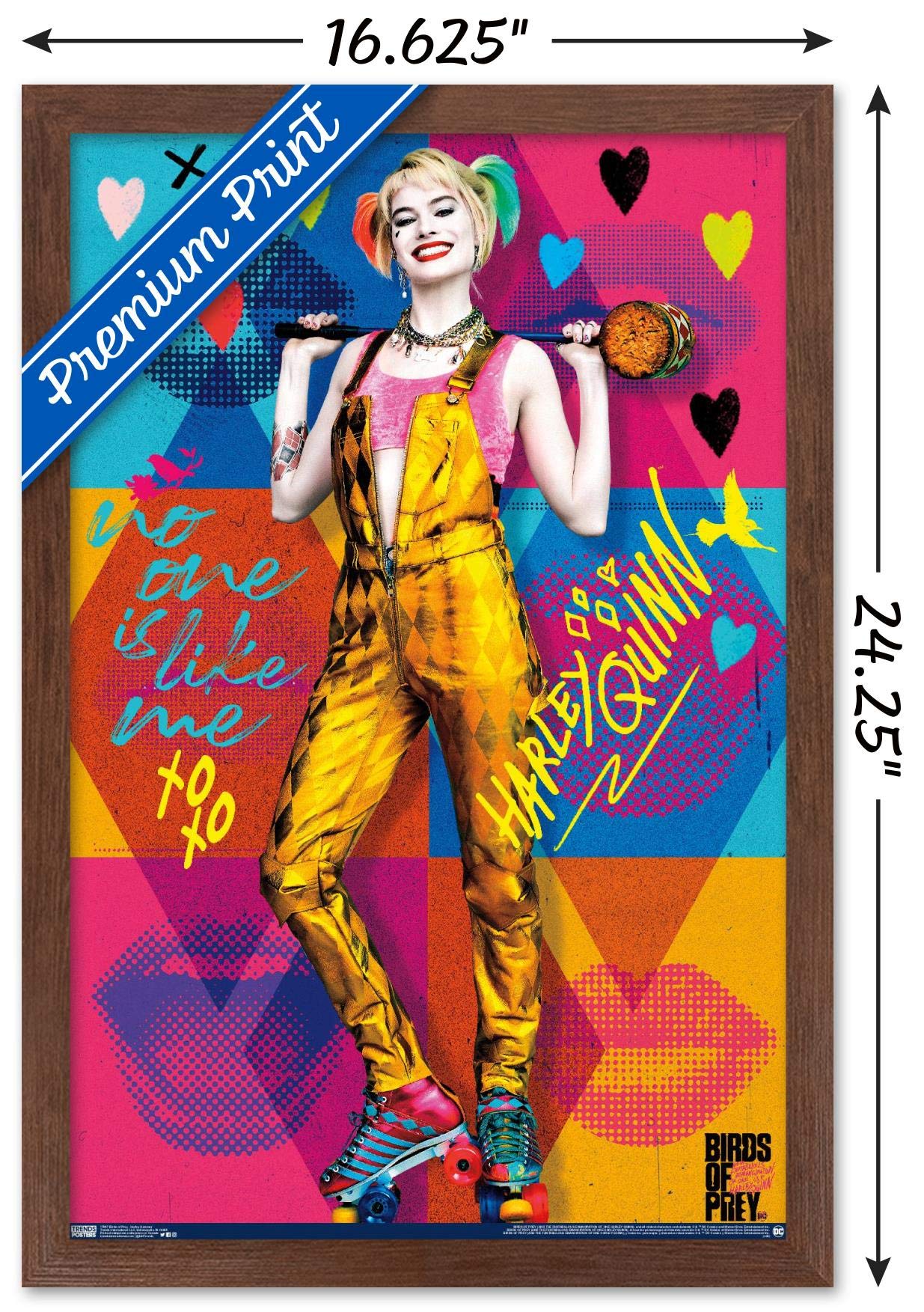 Trends International Dc Comics Movie - Birds Of Prey - Harley Quinn - Hammer Wall Poster, 14.725'' X 22.375'', Mahogany Framed V
