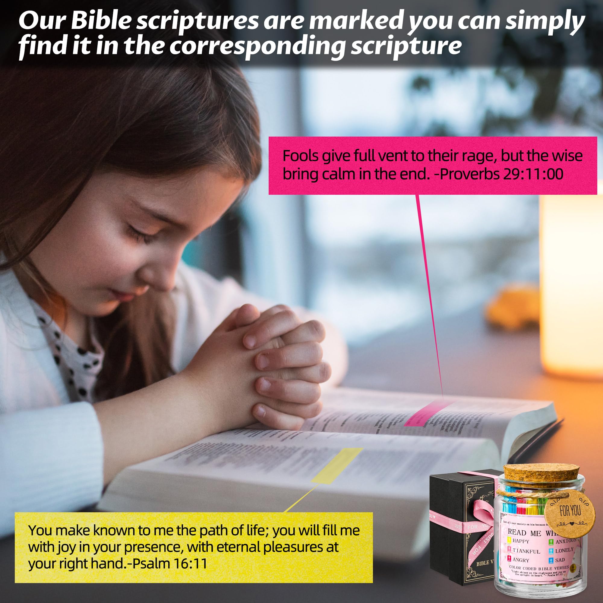Bible Verse Jar, Bible Jar for Emotions and Feelings,Christian Gifts for Women Man,Birthday, Graduation,Christmas,Mother s Day