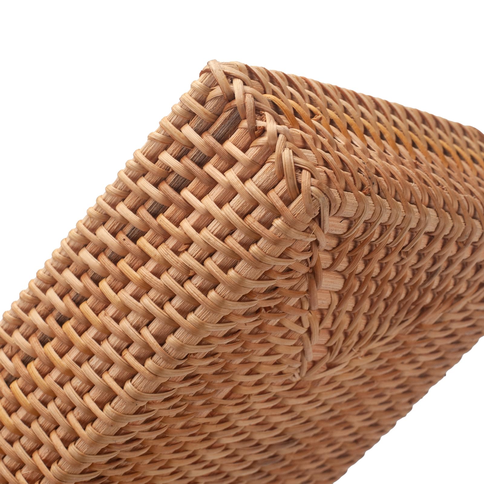 Rattan Napkin Holder Rectangle Woven Flat Napkin Basket Tray For Tables 9.5'' X 5.5'' X 2'' (Rectangle)