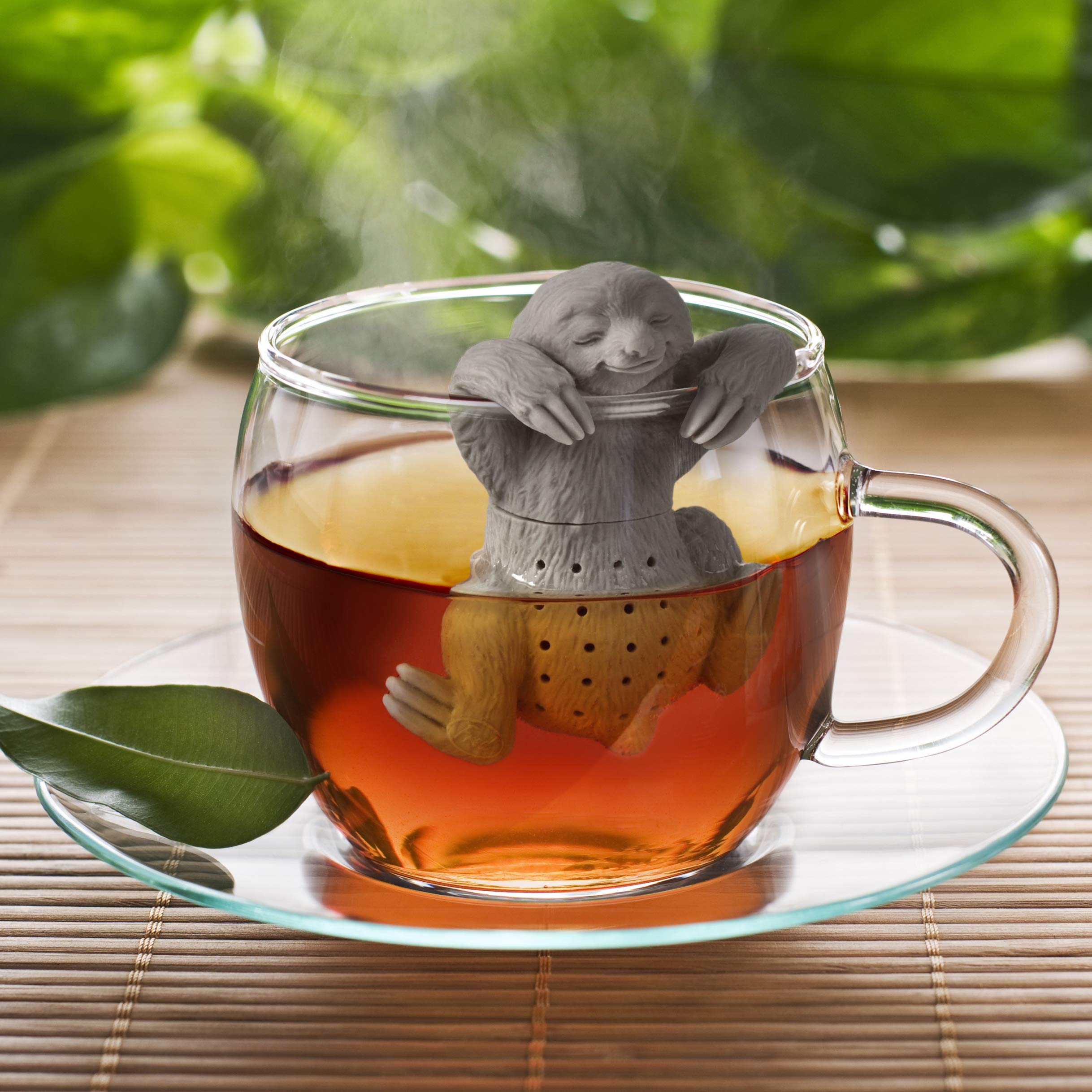 Genuine Fred, Slow Brew, Sloth Resuable Silicone Tea Infuser, Gray, Fun Gift For Tea Lovers, Clever Kitchen Gadget