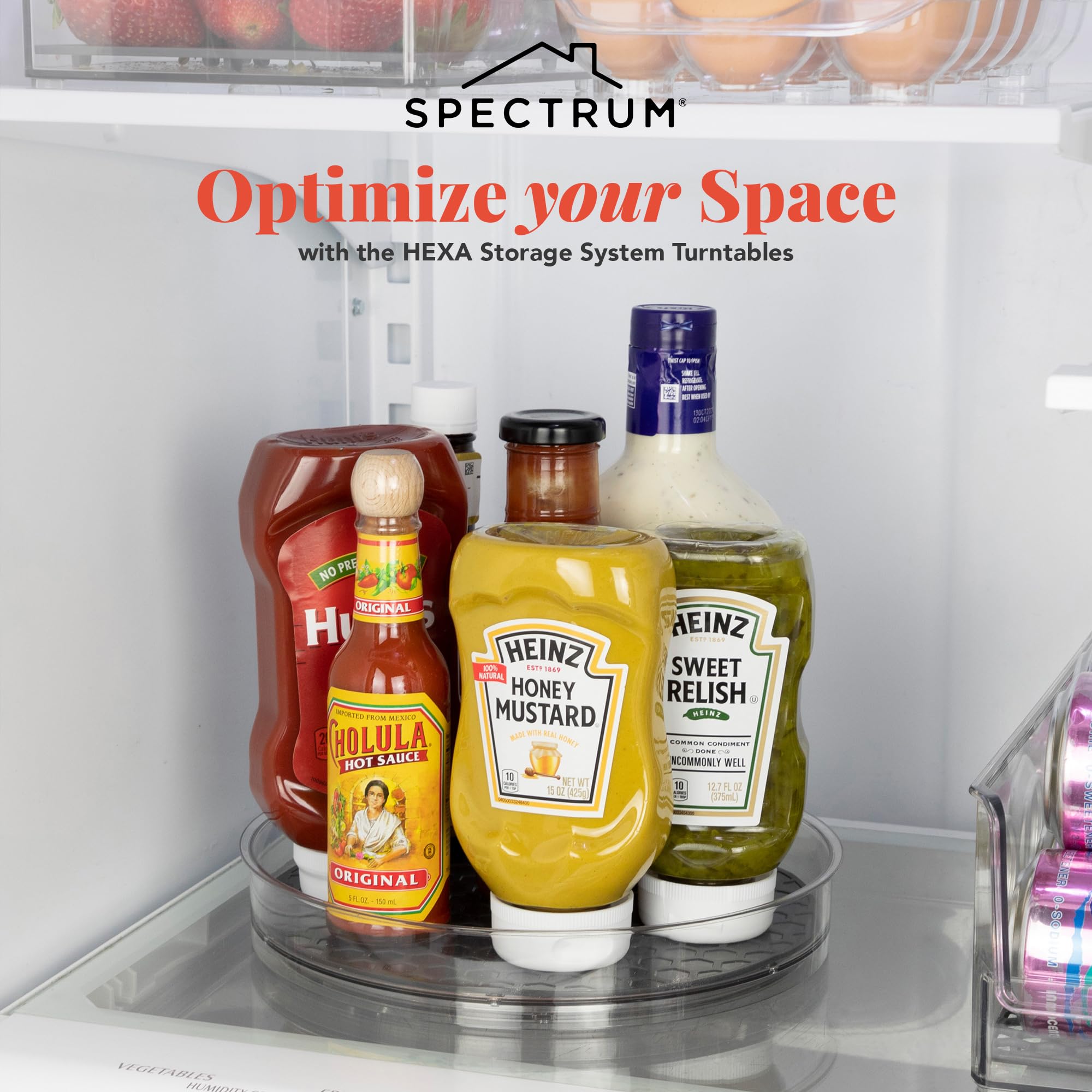 Spectrum Lazy Susan Organizer, Hexa Medium (1-Pack) - Lazy Susan Turntable For Cabinet, Refrigerator, Pantry, Table, & Shelf - R