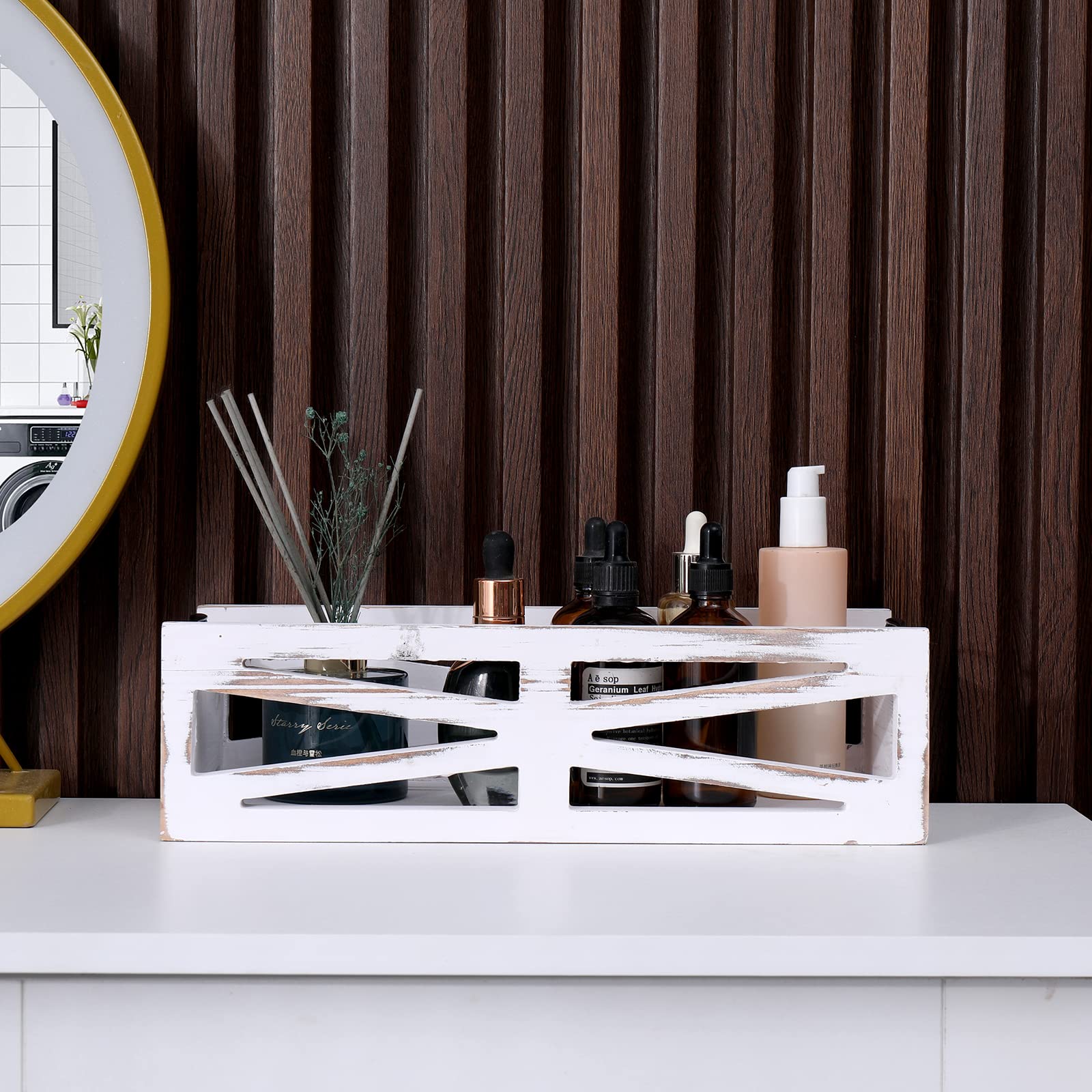 Bathroom Decor Box Toilet Paper Holder Wood Toilet Tank Box Toilet Paper Storage Basket,Farmhouse Kitchen Utensil Holder Caddy,