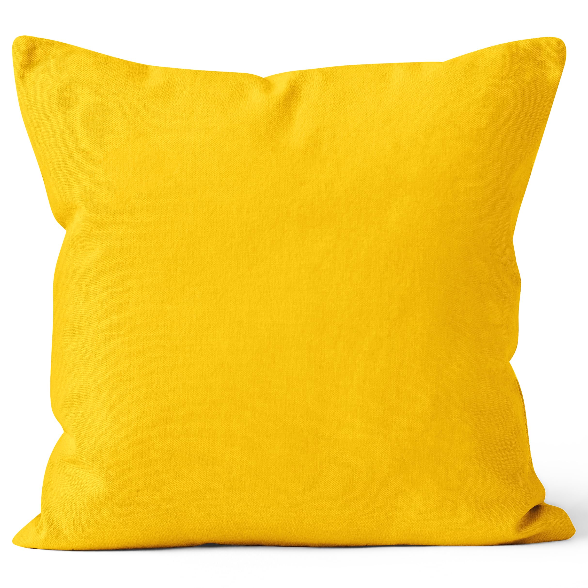 Encasa Xo Throw Pillow Covers 16X16 In Set Of 1 Sunbeam Yellow | No Inserts | Cotton Pillow Covers For Living Room, Bed, Sofa, C