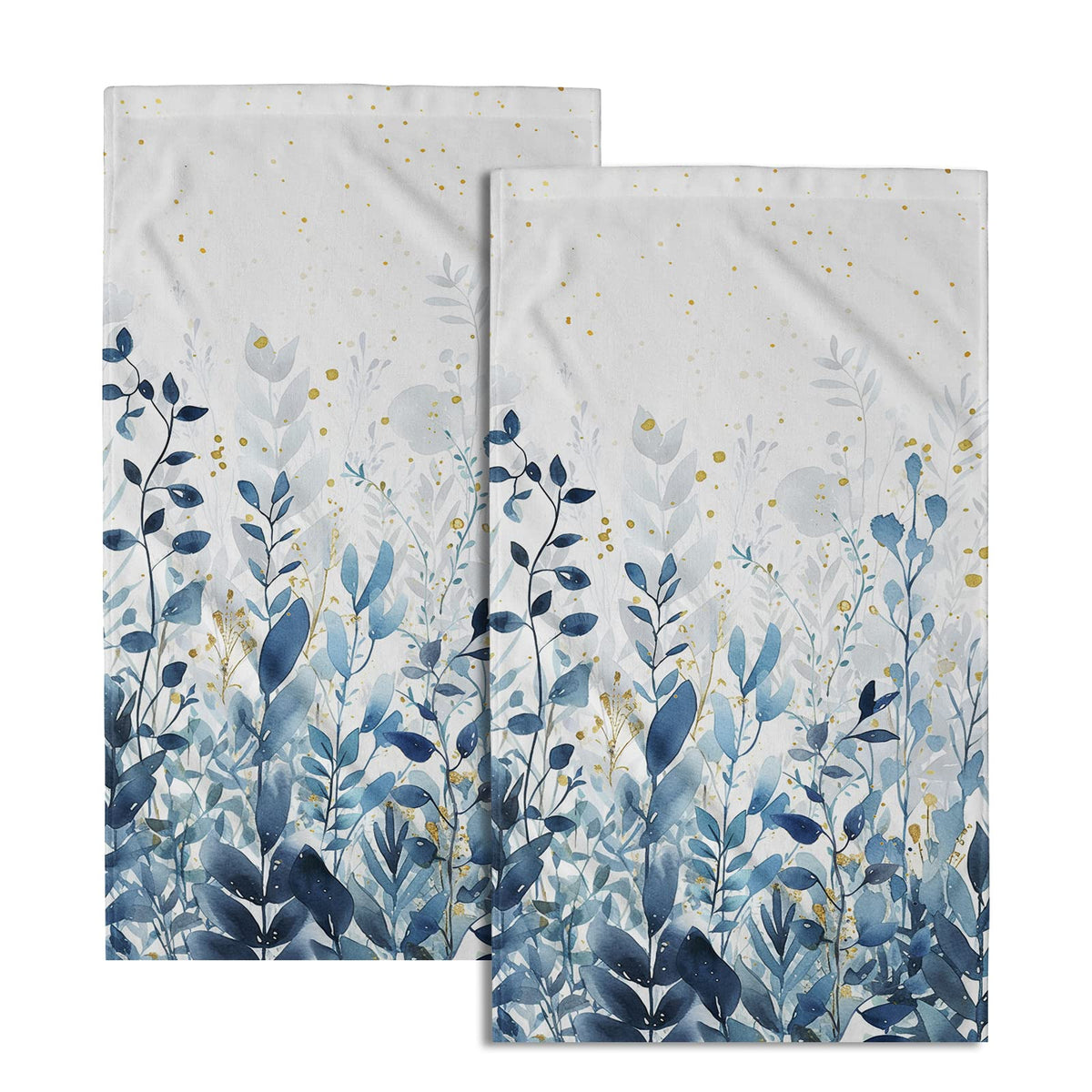 Giwawa Blue Leaves Hand Towels Botanical Leaf Decorative Fingertip Face Towels Set Of 2 Soft Absorbent Dish Towels For Hotel Kit
