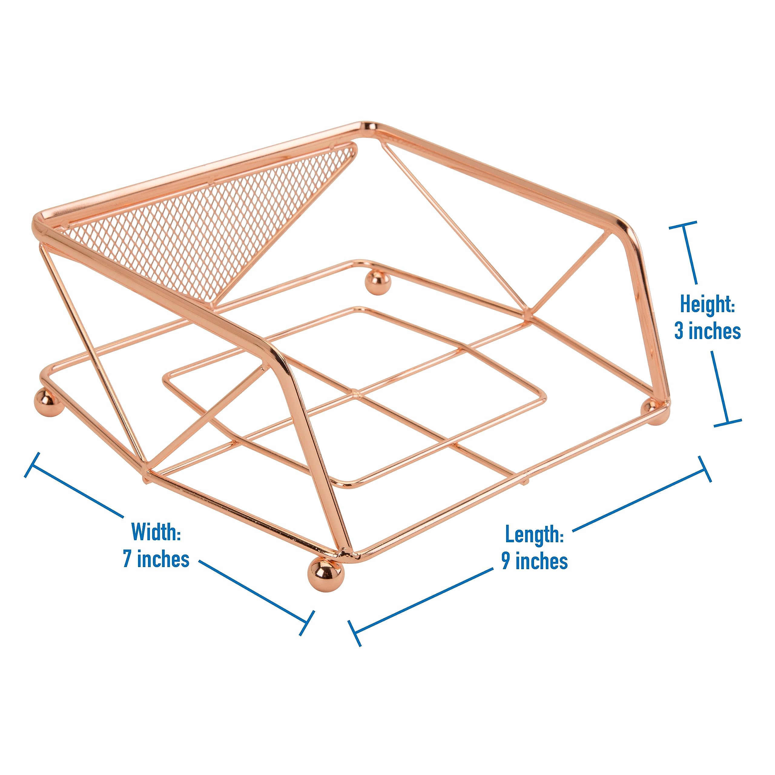 Kitchen Details Geode Free Standing Napkin Holder  Dimensions: 8. 25''x 7''x 3. 25''  Geometric Design  Freestanding  Rust Resistant  Kitchen Accessories  Chrome  Medium  Copper