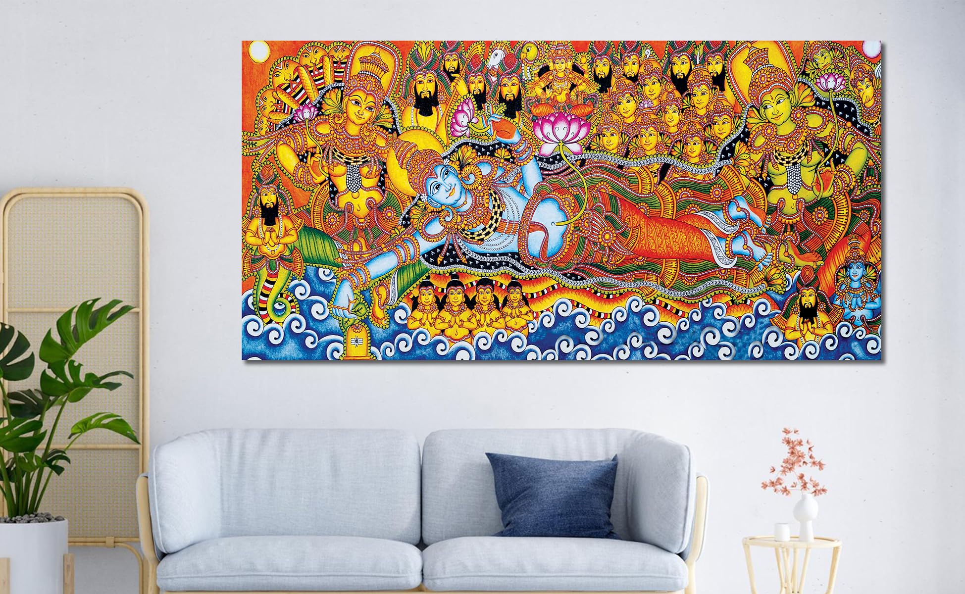 Namaste Home - Krishna Painting - Traditional - Canvas Painting for Home and Office Decoration Wall Painting Without Frame (Cott