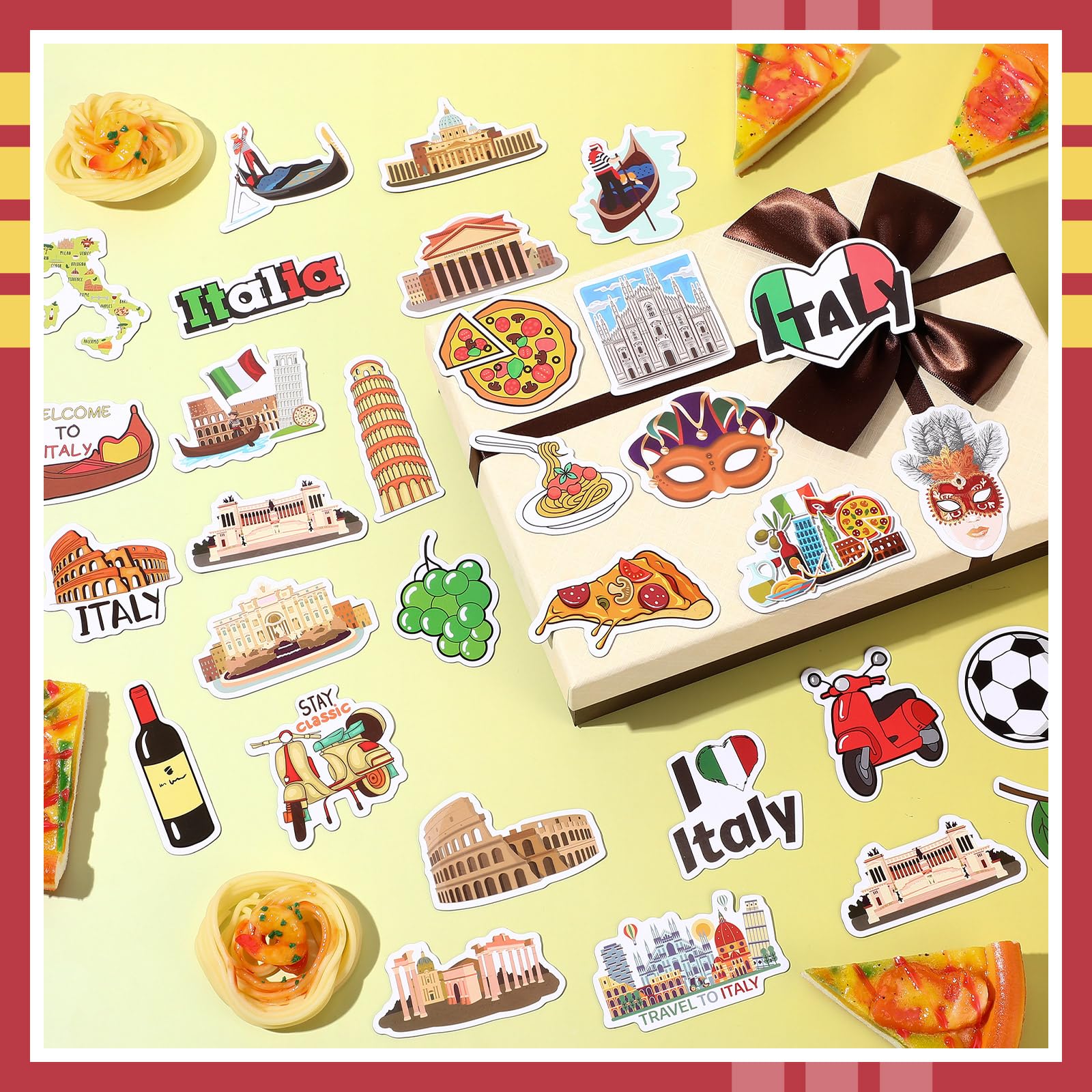 Konohan 30 Pcs Italy Souvenirs Gifts Italy Magnet for Refrigerator City Magnetic Refrigerator Stickers for Home Decoration