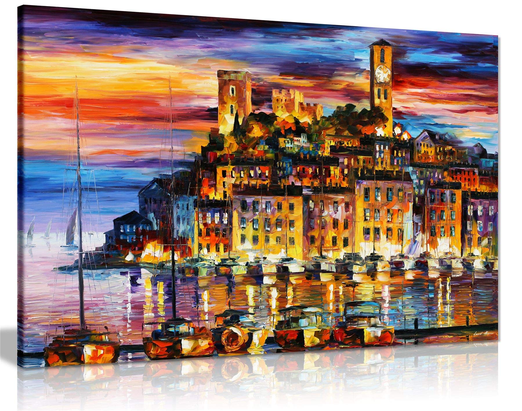 Cannes France By Leonid Afremov Canvas Wall Art Picture Print For Home Decor (30X20)